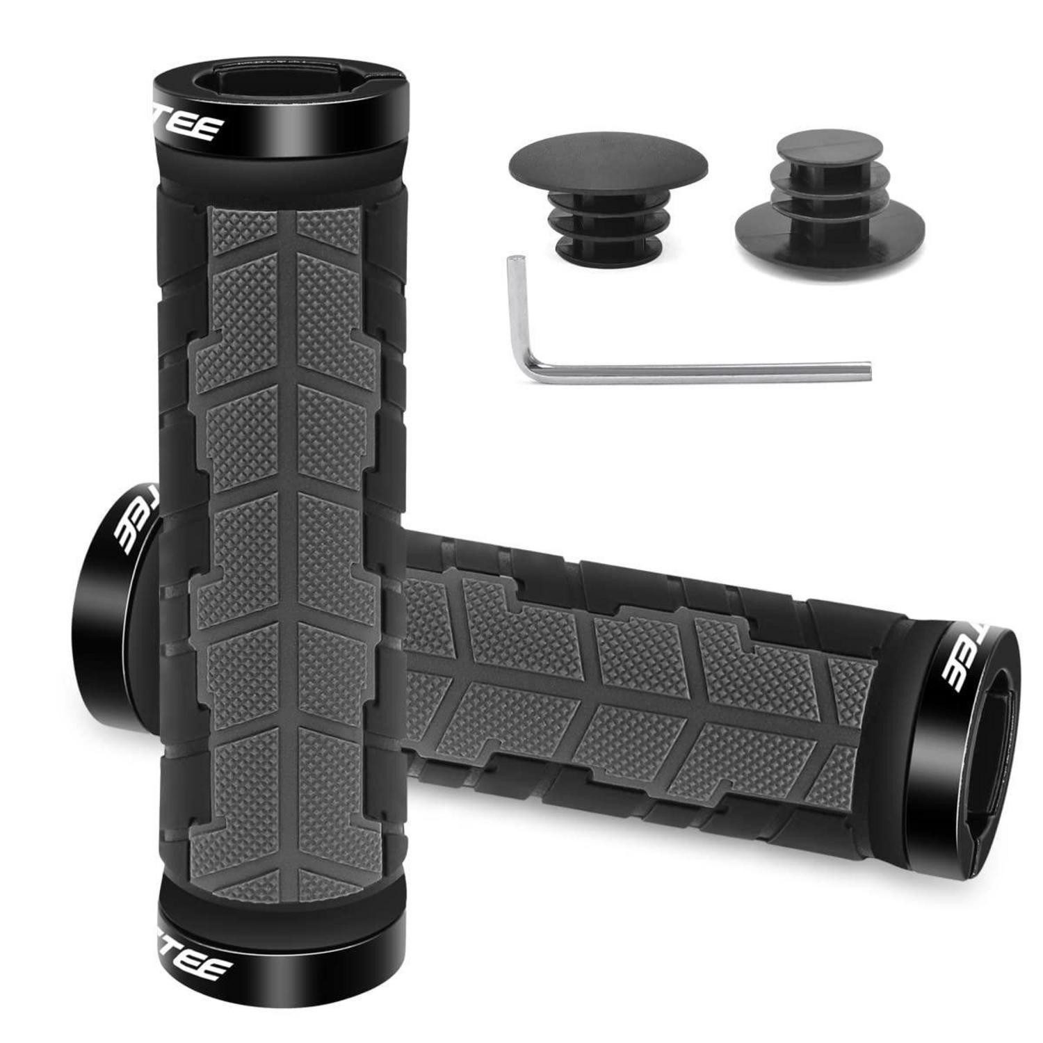 LuxusKollektion Fahrradlenkergriff Fahrradgriffe MTB ergonomisch rutschfest Alu Lock 22mm grau