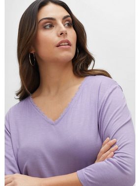 Sheego 3/4-Arm-Shirt Große Größen mit Spitze am Ausschnitt