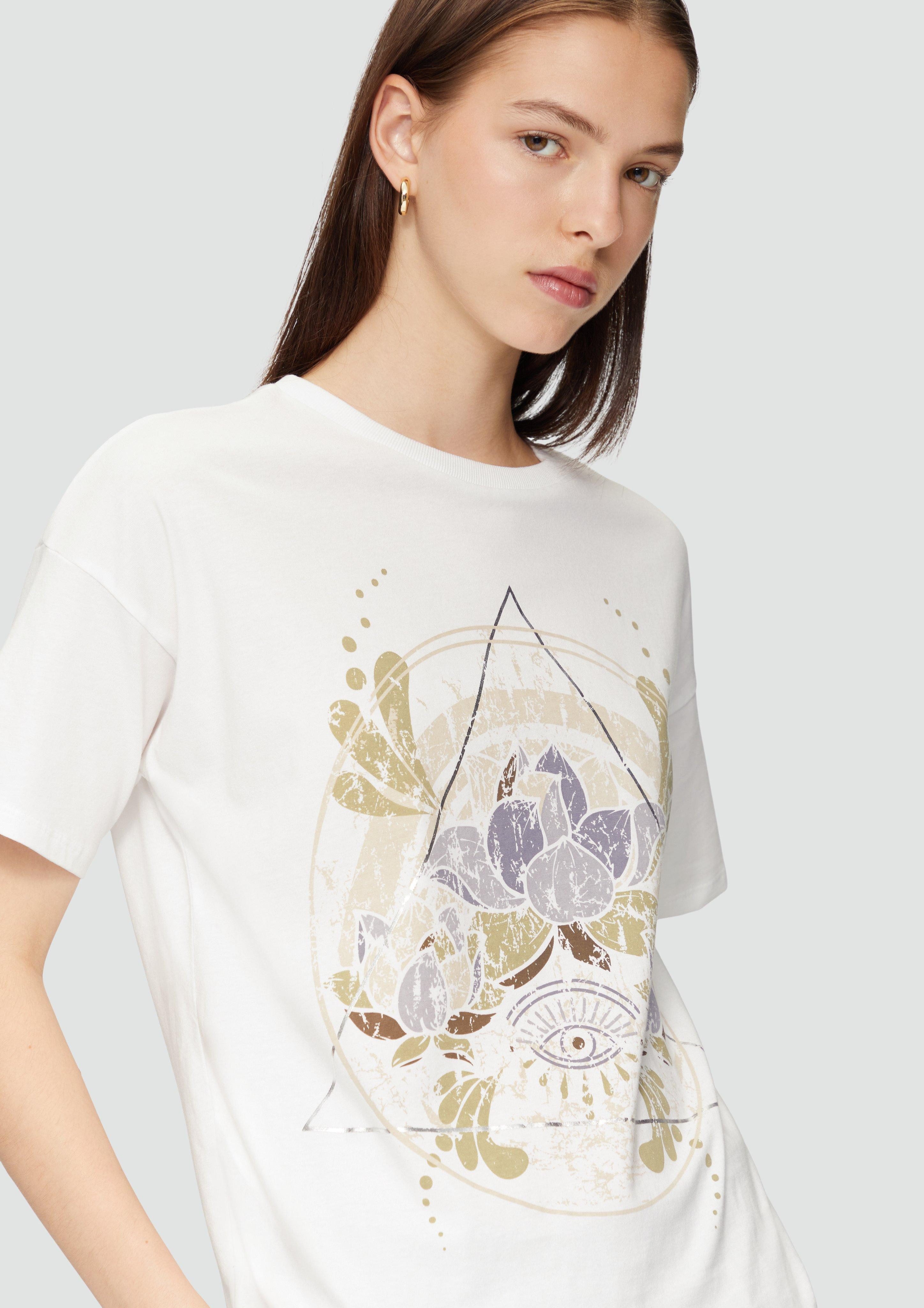 QS Kurzarmshirt Print-T-Shirt mit überschnittenen Schultern günstig online kaufen