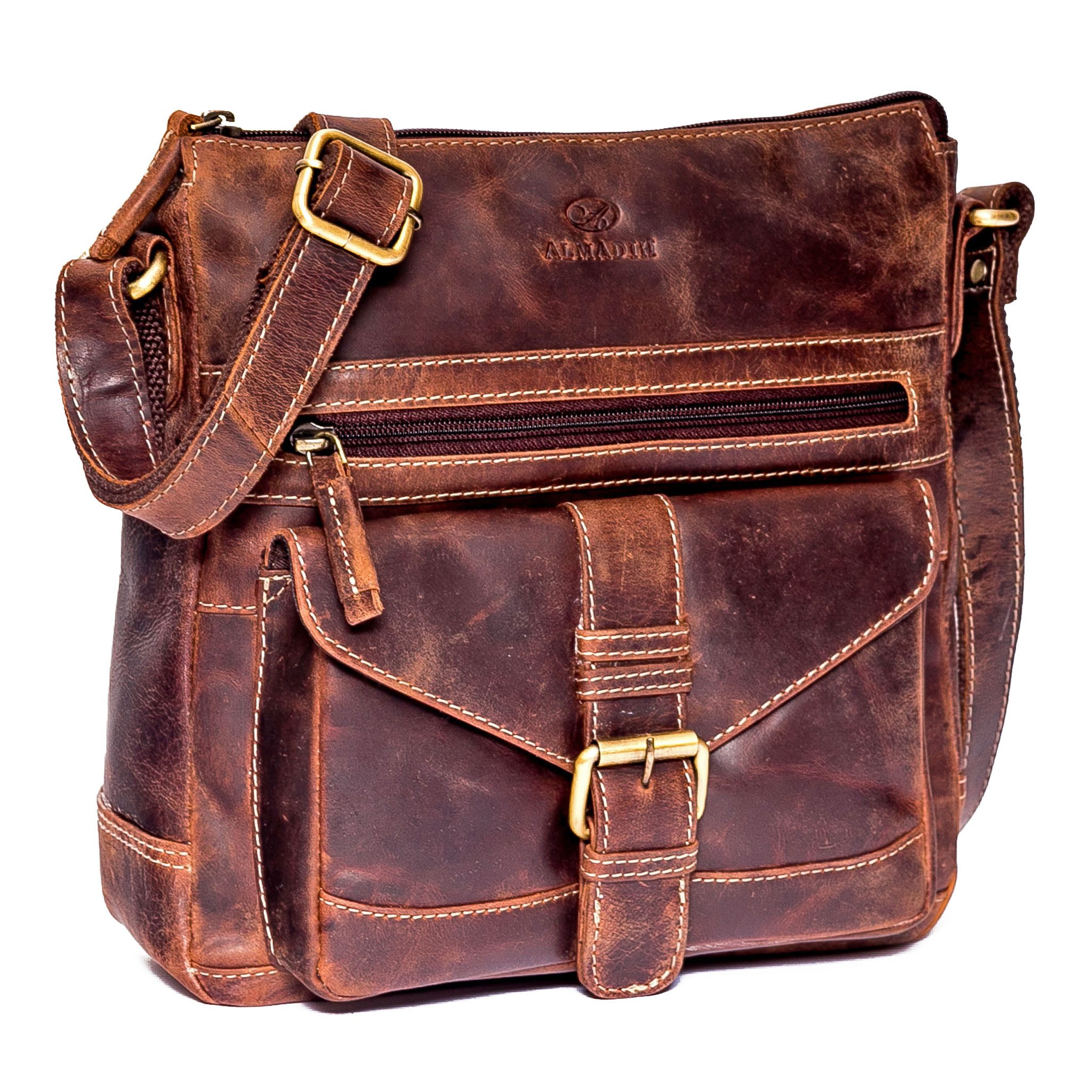 ALMADIH Handtasche Leder Damen Abby Umhängetasche Damentasche Schultertasch günstig online kaufen