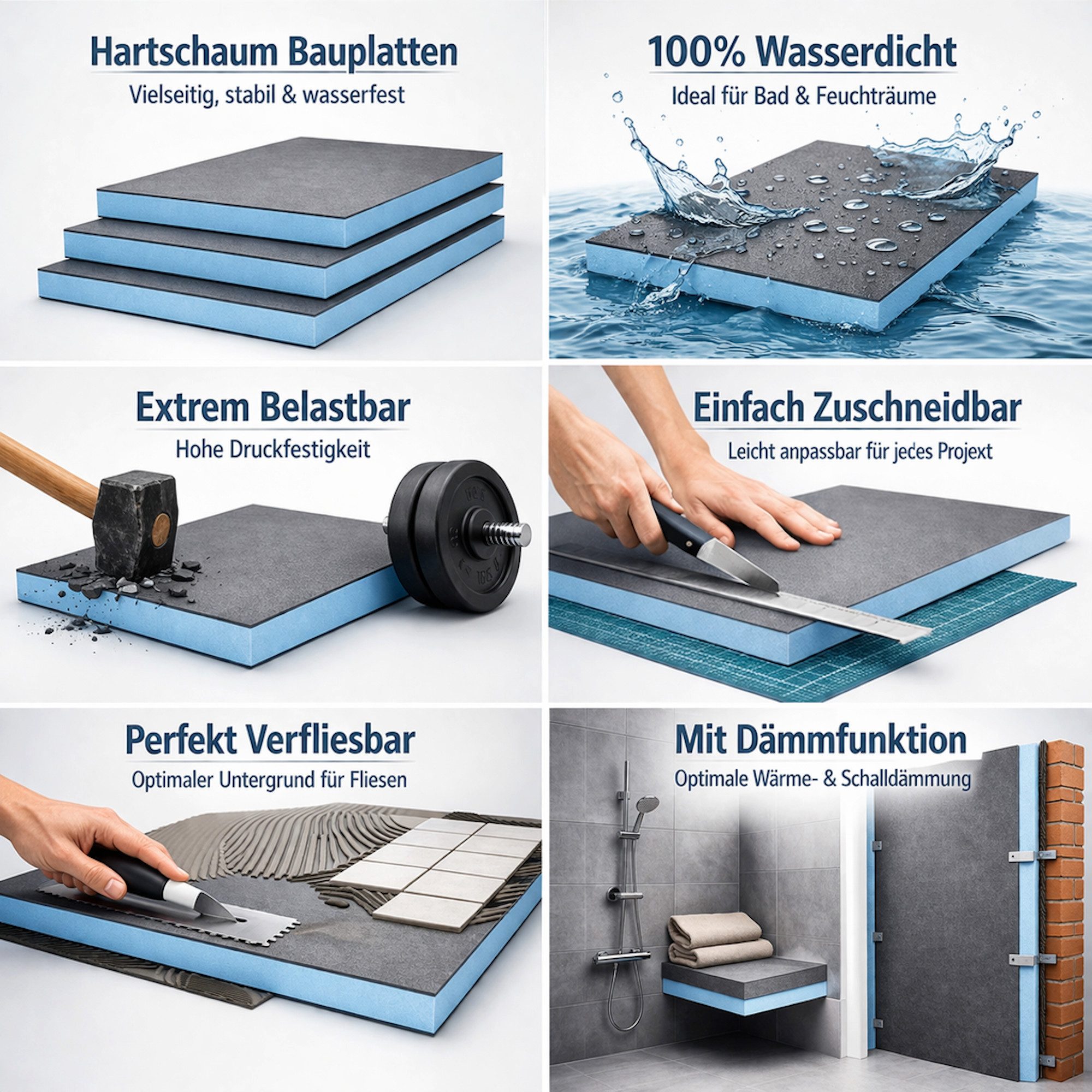 ART OF BAAN Dämmplatte XPS Bauplatte 115x55 cm – Fliesenplatte wasserfest Bad & Innenausbau
