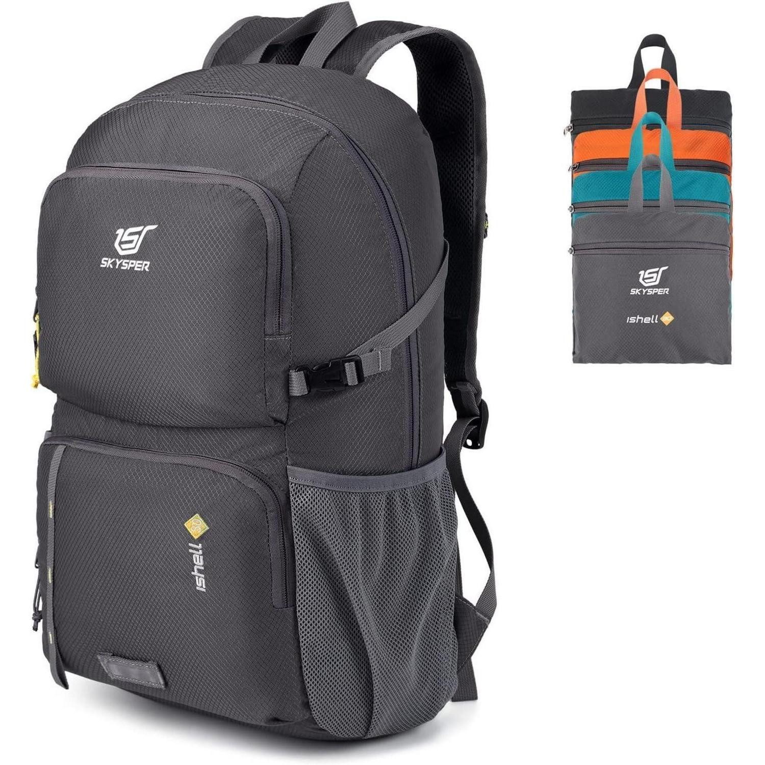 LuxusKollektion Tagesrucksack Rucksack Faltbar Ultraleicht Wasserfest Nassfach Ishell30-dunkelgrau