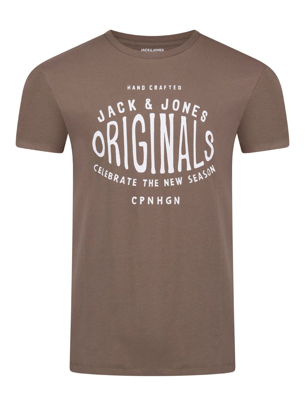 Jack & Baumwolle Tee Kurzarm JJLINO mit Herren aus T-Shirt Shirt Jones 100% Fit Rundhalsausschnitt 2 (4-tlg) Pack Regualar Logoprintshirt