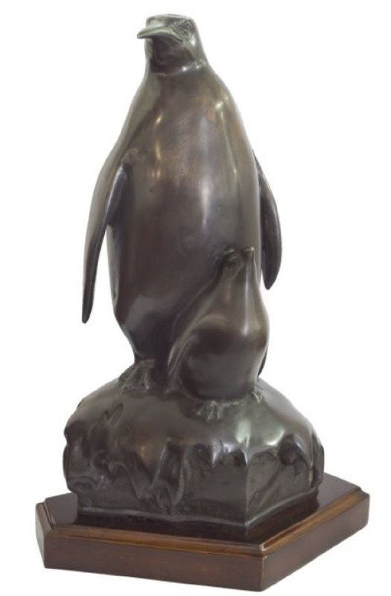 Kind 33 / mit cm 15 Mutter 22 - Bronze x Casa Bronzefigur Padrino Luxus Skulptur Pinguin Braun Dekofigur H. x