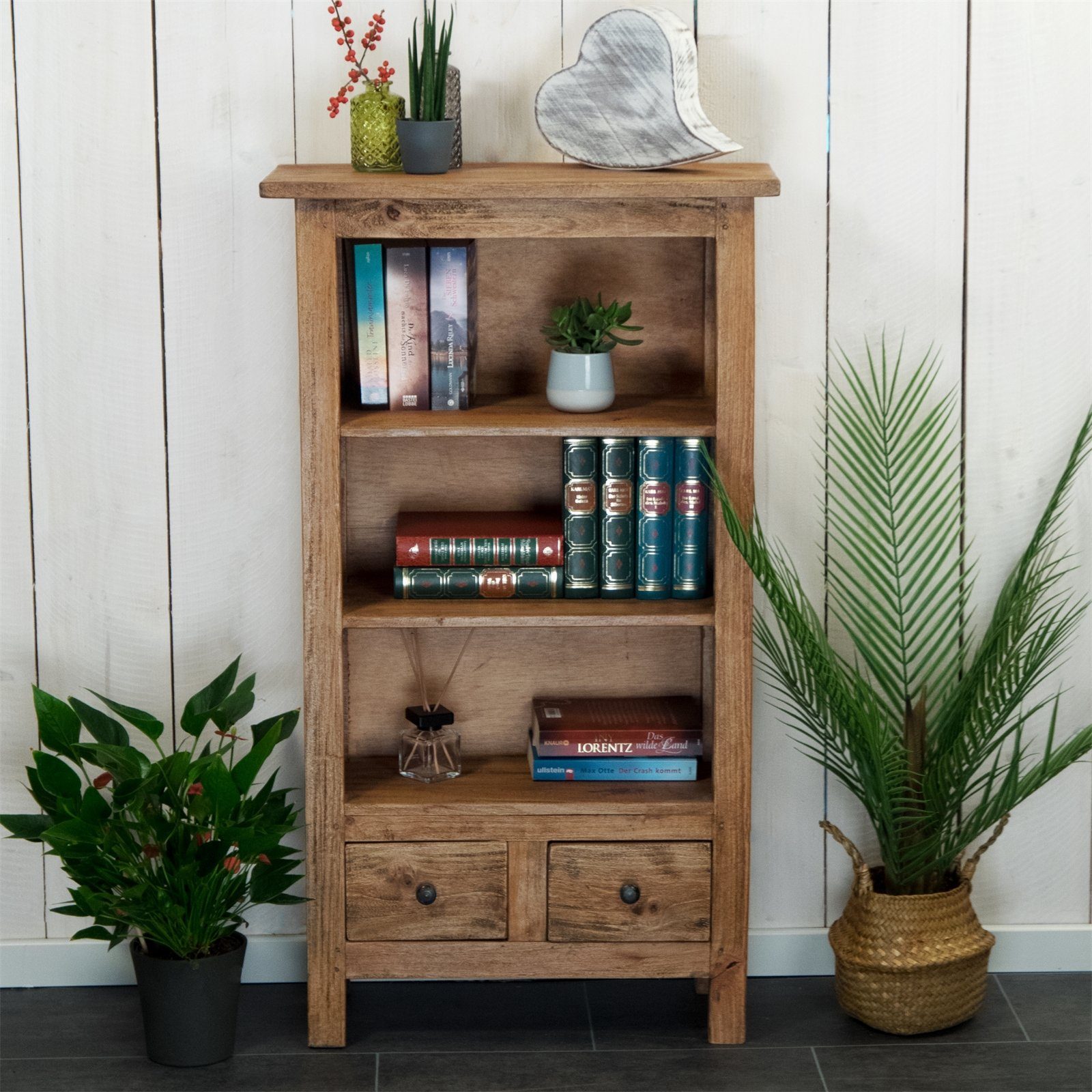 DESIGN DELIGHTS Regal BÜCHERSCHRANK "LIBROS", Altholz massiv Holz, 102 cm, Holzregal