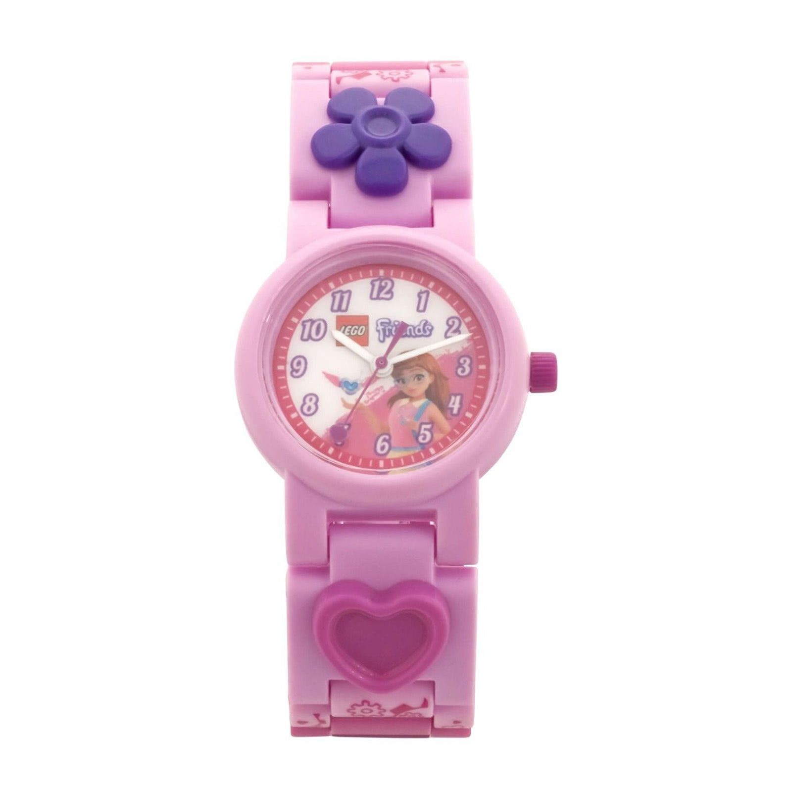 Kinderuhr LEGO® (ca. Olivia Kinder Uhr, klein rosa, Friends pink, LEGO rund, Quarzuhr Kunststoffarmband 28mm) weiß