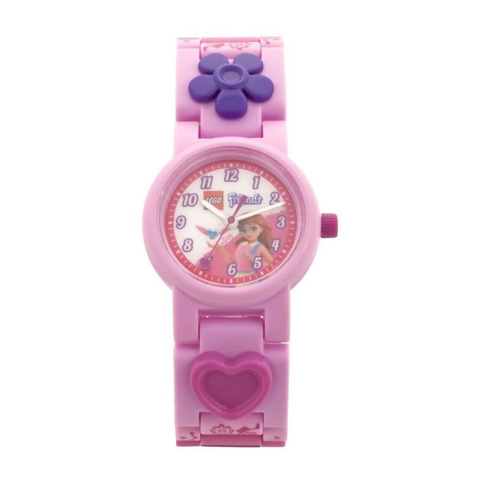 LEGO® Quarzuhr LEGO Friends Olivia Kinder Uhr, Kinderuhr rund, klein (ca.  28mm) Kunststoffarmband rosa, pink, weiß