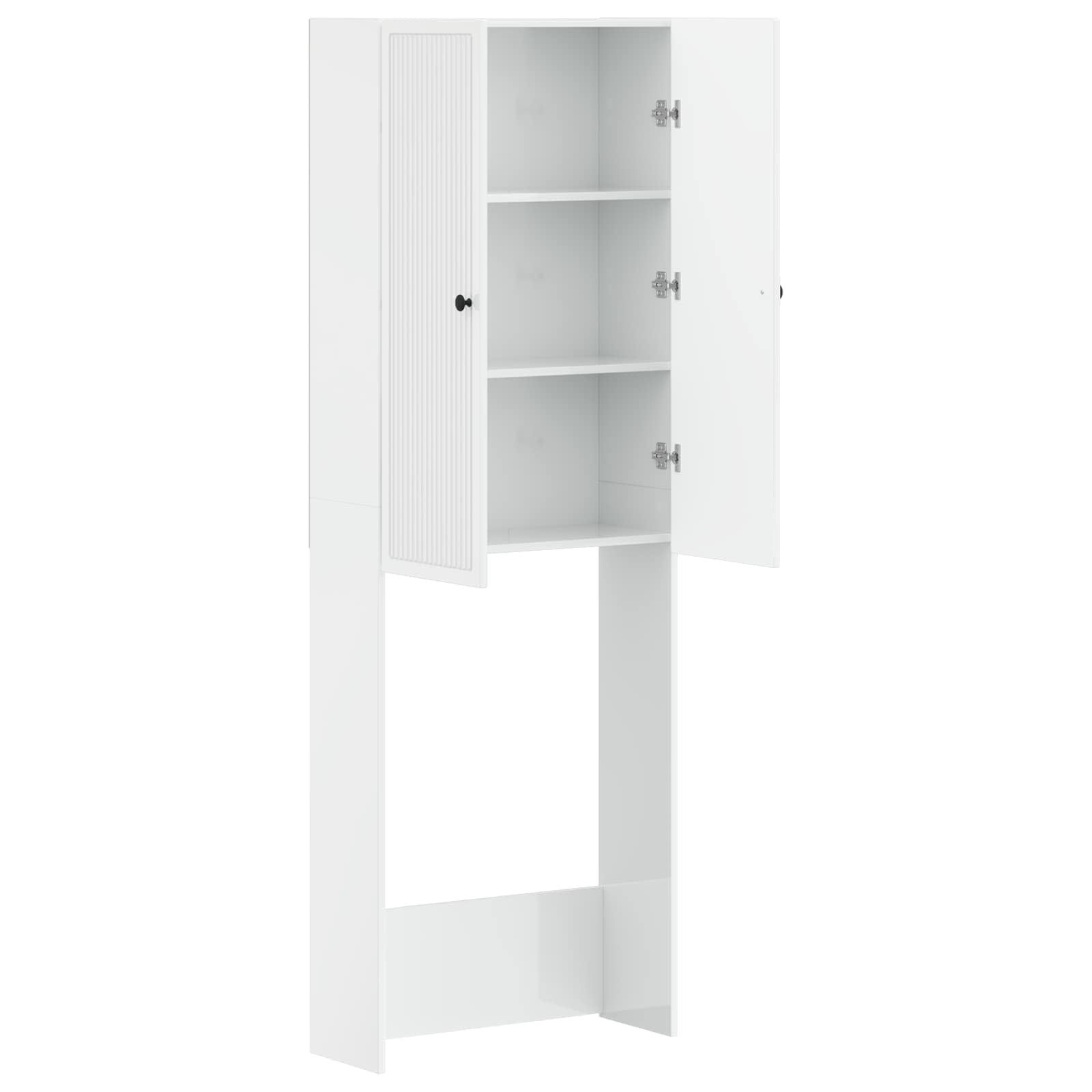 vidaXL Badezimmerspiegelschrank Toilettenschrank EDE Hochglanz Weiß 66 x 25,5 x 190 cm