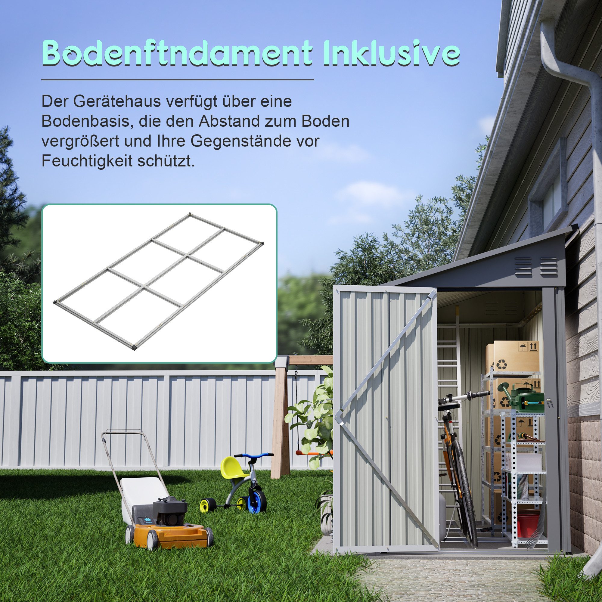 Thanaddo Gartenhaus Metall Gerätehaus Geräteschuppen Inkl. Metallfundament, günstig online kaufen