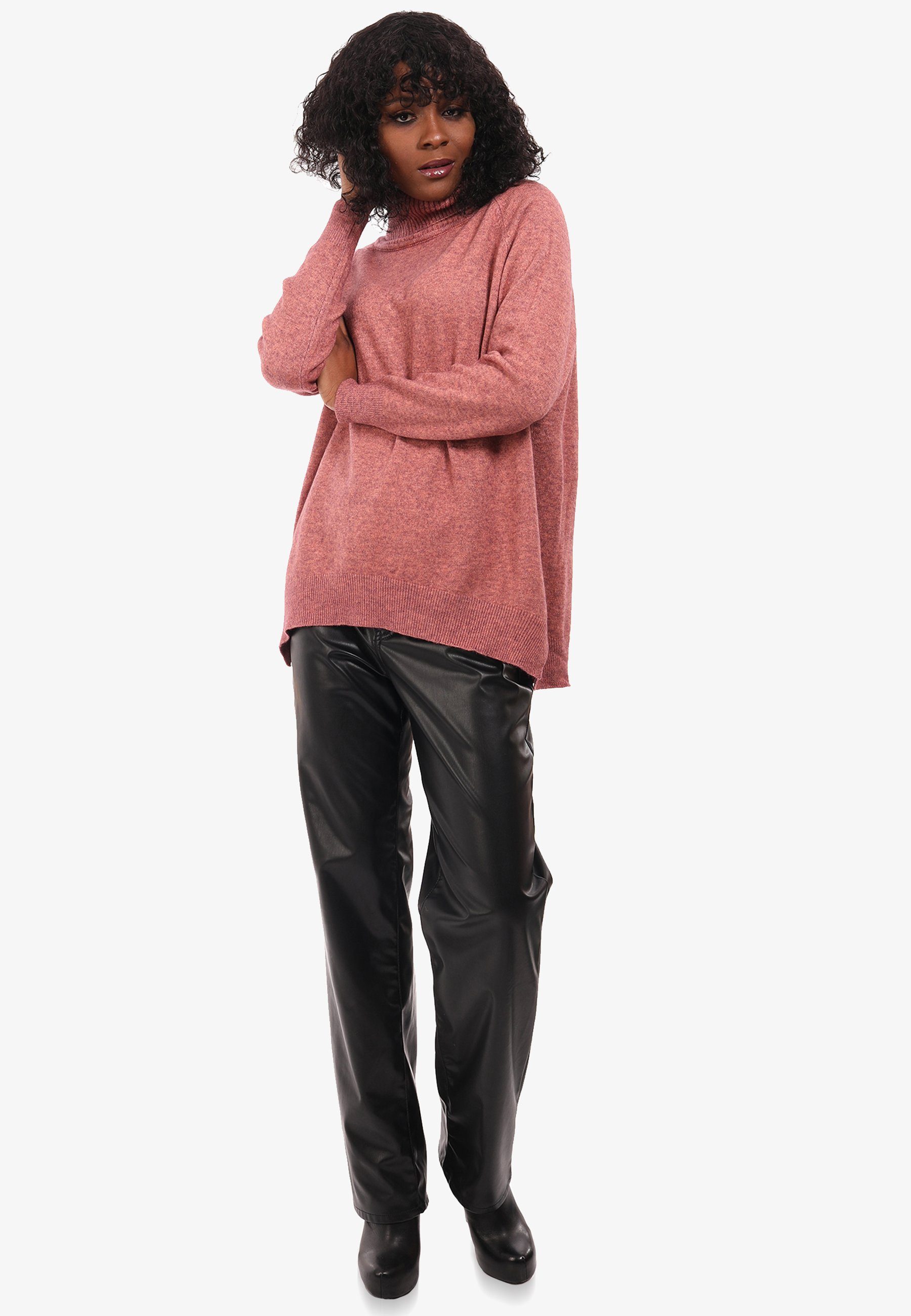 YC Fashion & Style Strickpullover Pullover aus Feinstrick mit Rollkragen in Unifarbe altrosa