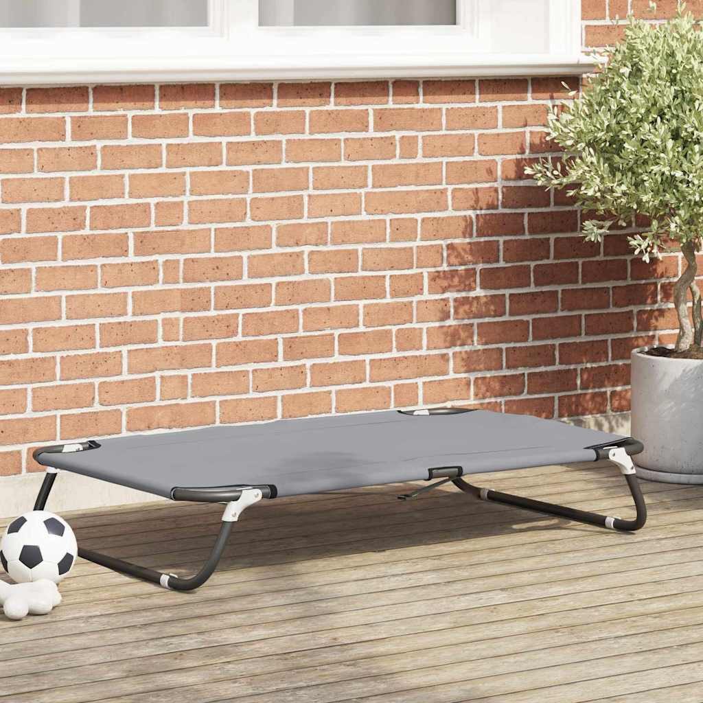 vidaXL Hundebett, Hundebett Hellgrau 90 x 55 x 18 cm Stahl