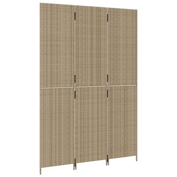 vidaXL Raumteiler Paravent 3-tlg. Beige Poly Rattan, 1-tlg.