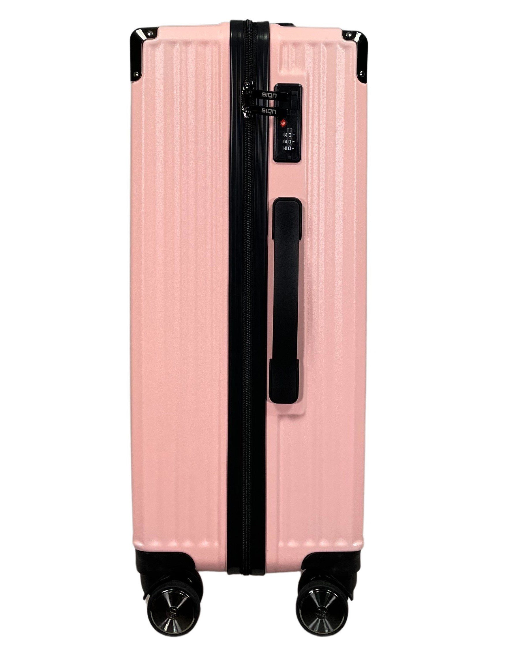 SIGN German Design Trolley Reisekoffer Hartschalen-Koffer, 360° Zwillingsrollen M/L/XL, Netztasche auf der Rückseite