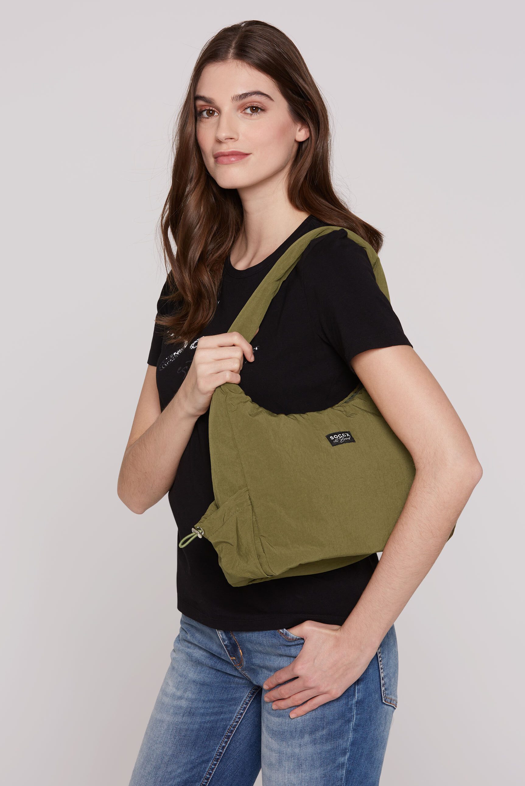 SOCCX Schultertasche, mit Seitenfächern, Leicht wattiert