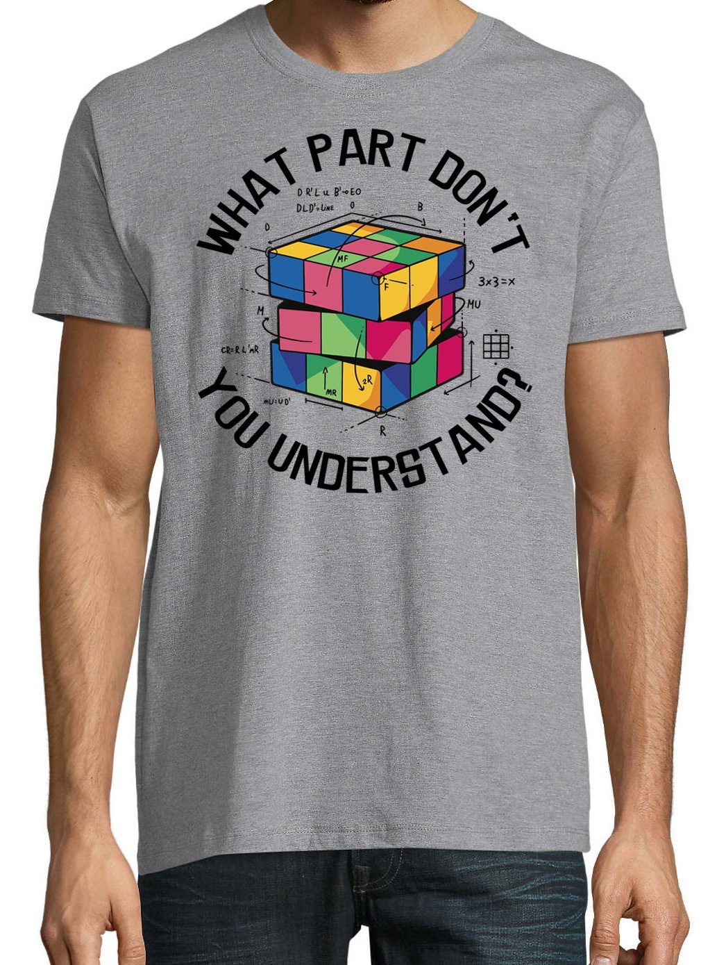don't Herren Trendigem Grau Zauberwürfel T-Shirt mit Youth Frontdruck Understand Part you What Shirt Designz
