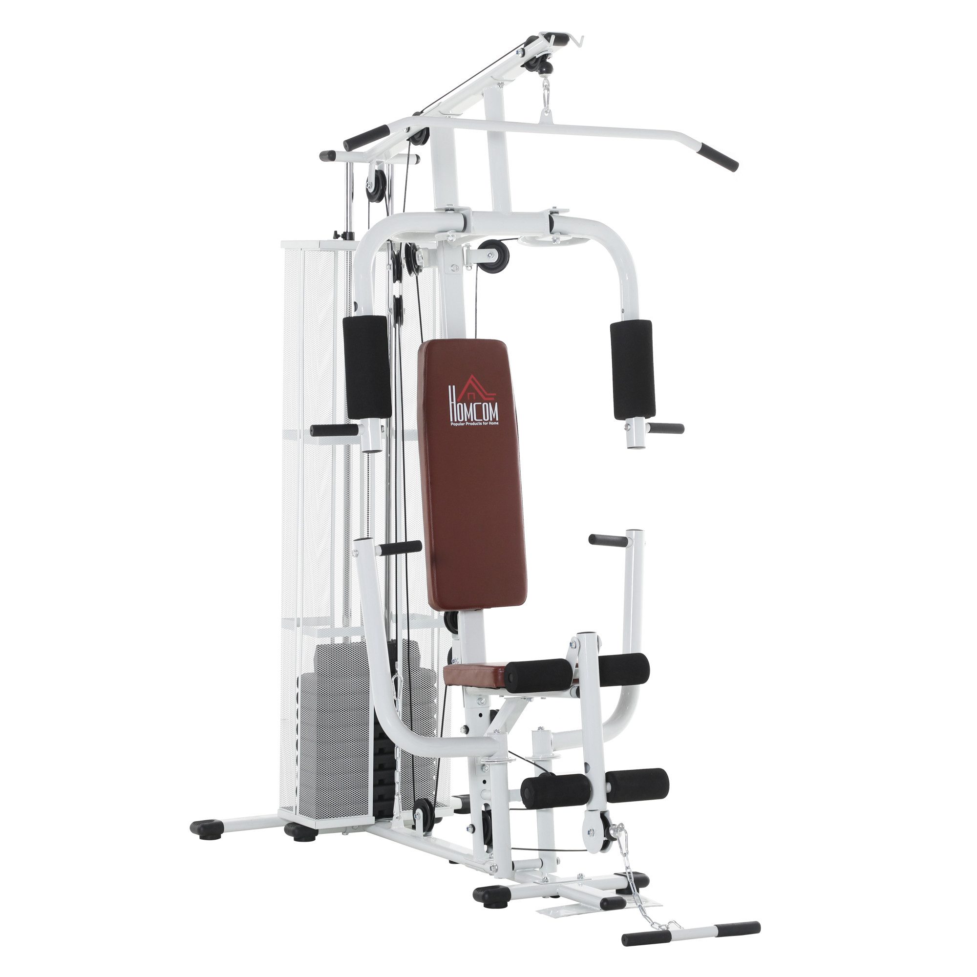 HOMCOM Kraftstation Fitnessstation Multigym Fitnesscenter Fitnessgerät, 10 Gewichtsblöcke (Beincurl, 1-tlg., Latzug), 150cm x 110cm x 210cm