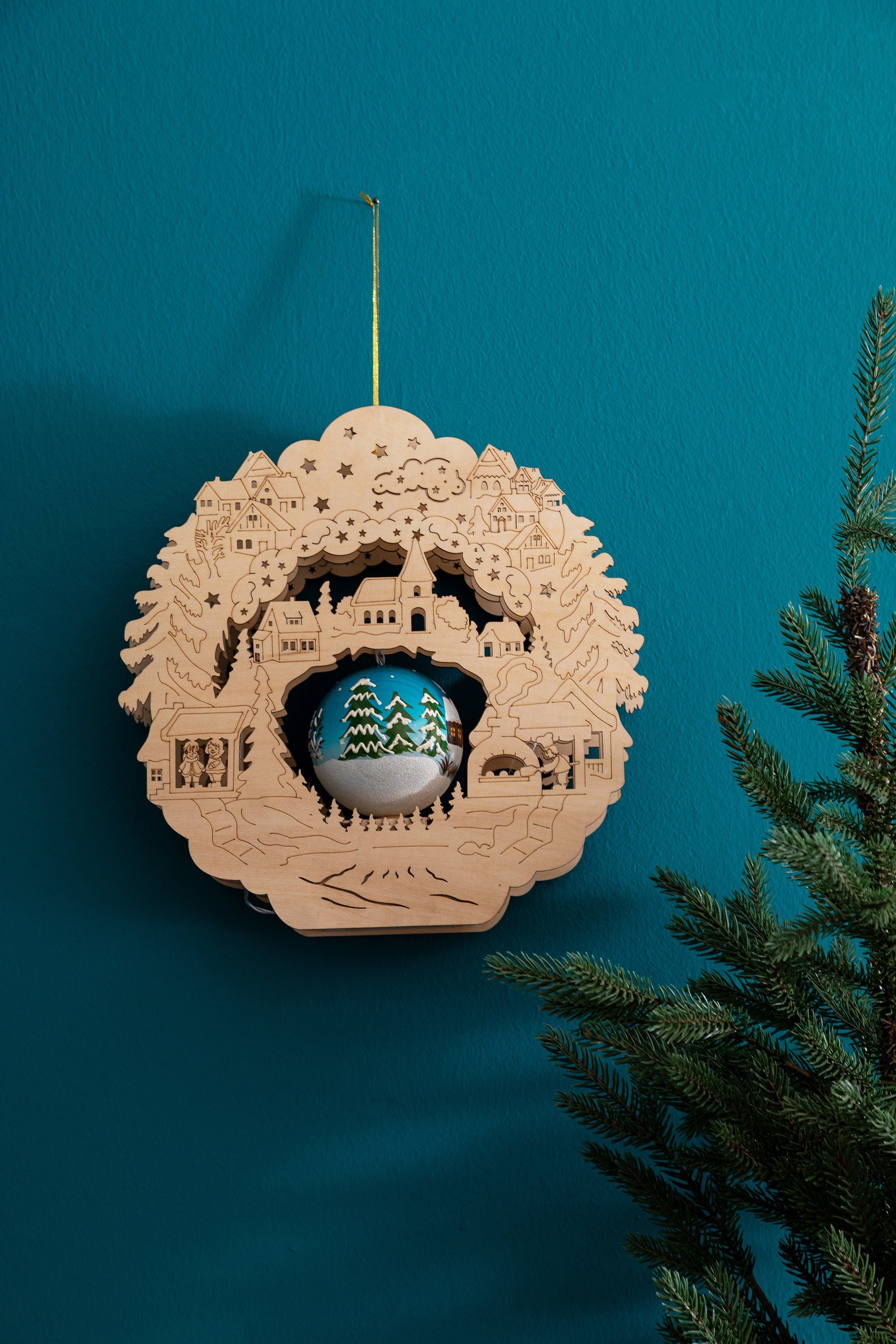Myflair Möbel Holz, Weihnachtsdeko, LED Dekolicht Weihnachtskugel, fest Accessoires & mit Höhe aus ca. drehbarer cm 32 integriert