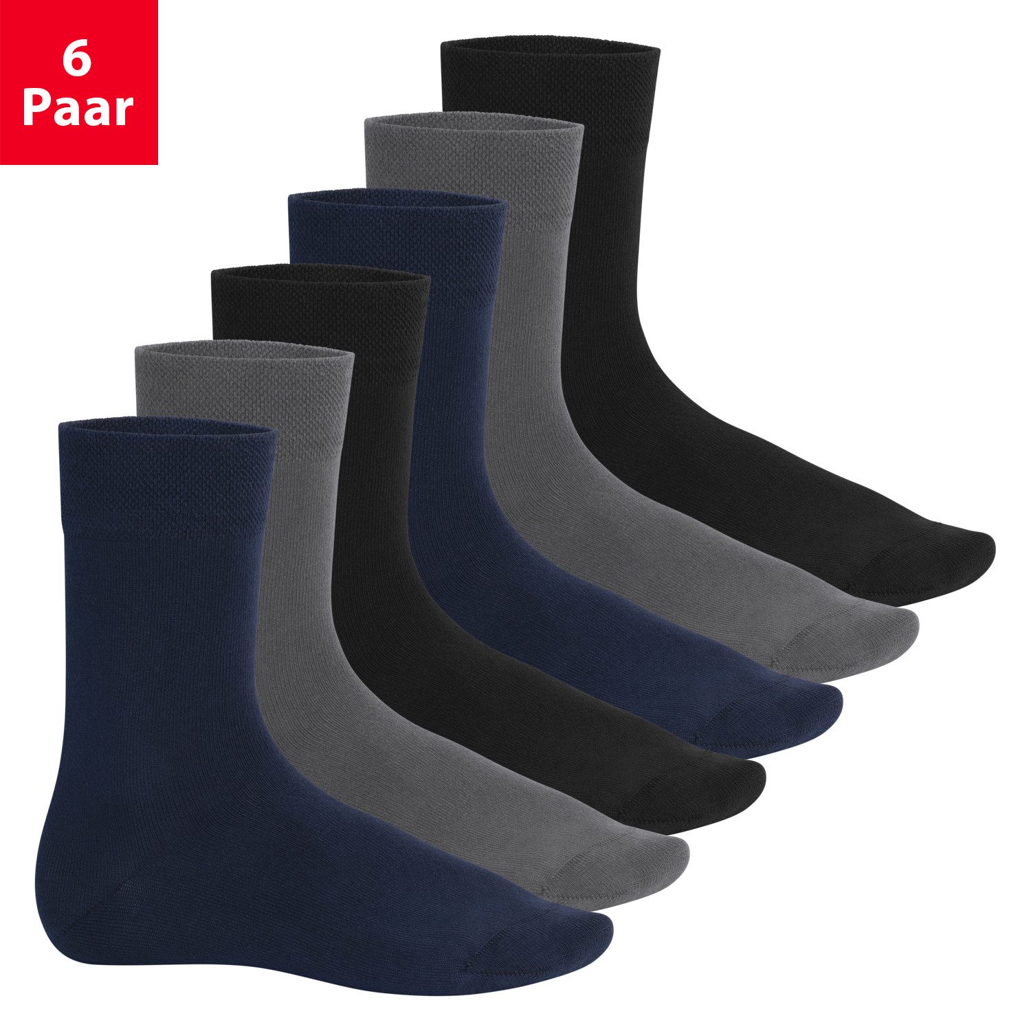 Basicsocken Herren Viskose Socken (6 Paar) atmungsaktiv extra soft