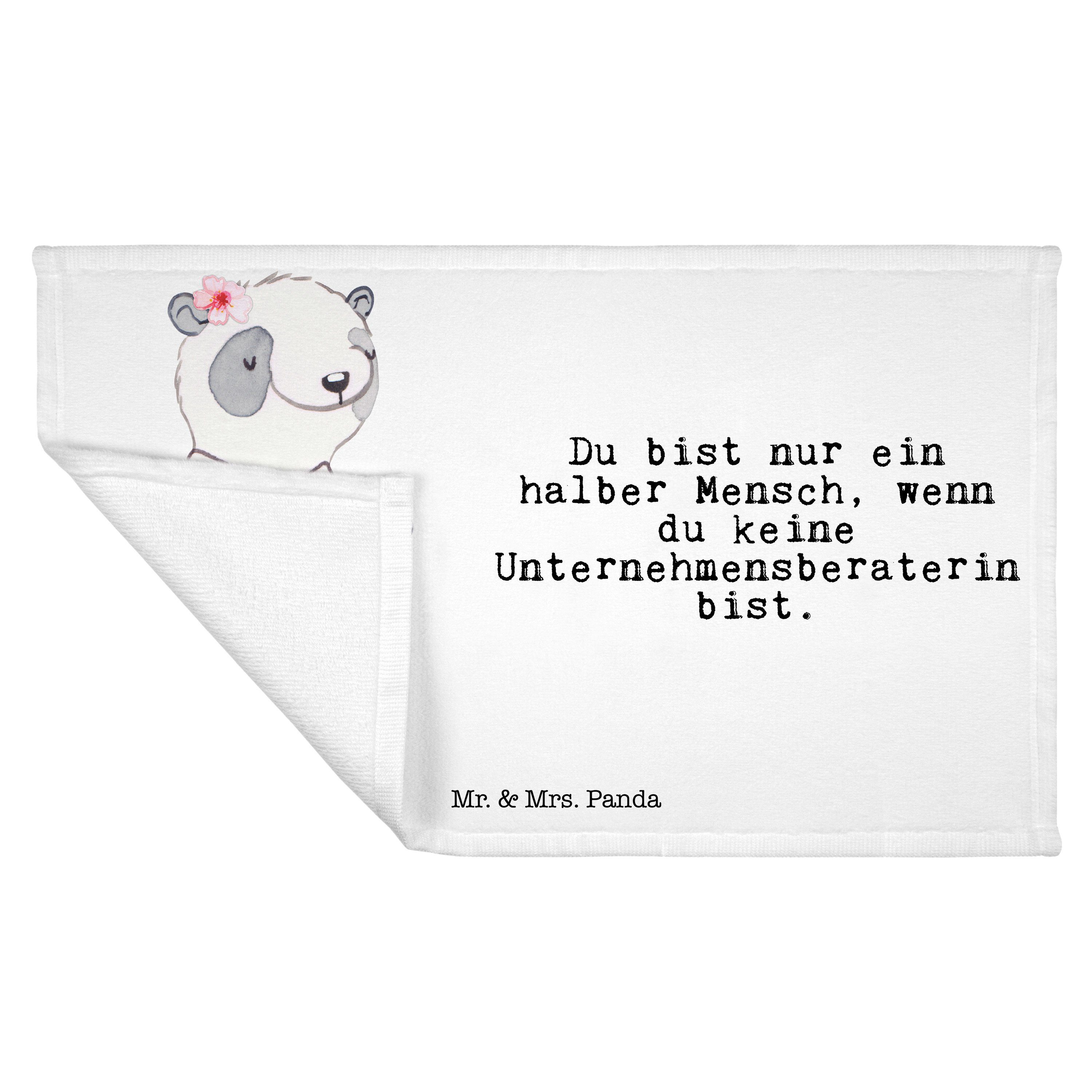 Mr. & Herz Weiß - Panda Arbe, Geschenk, Unternehmensberaterin Handtuch Mrs. (1-St) Reisehandtuch, mit 
