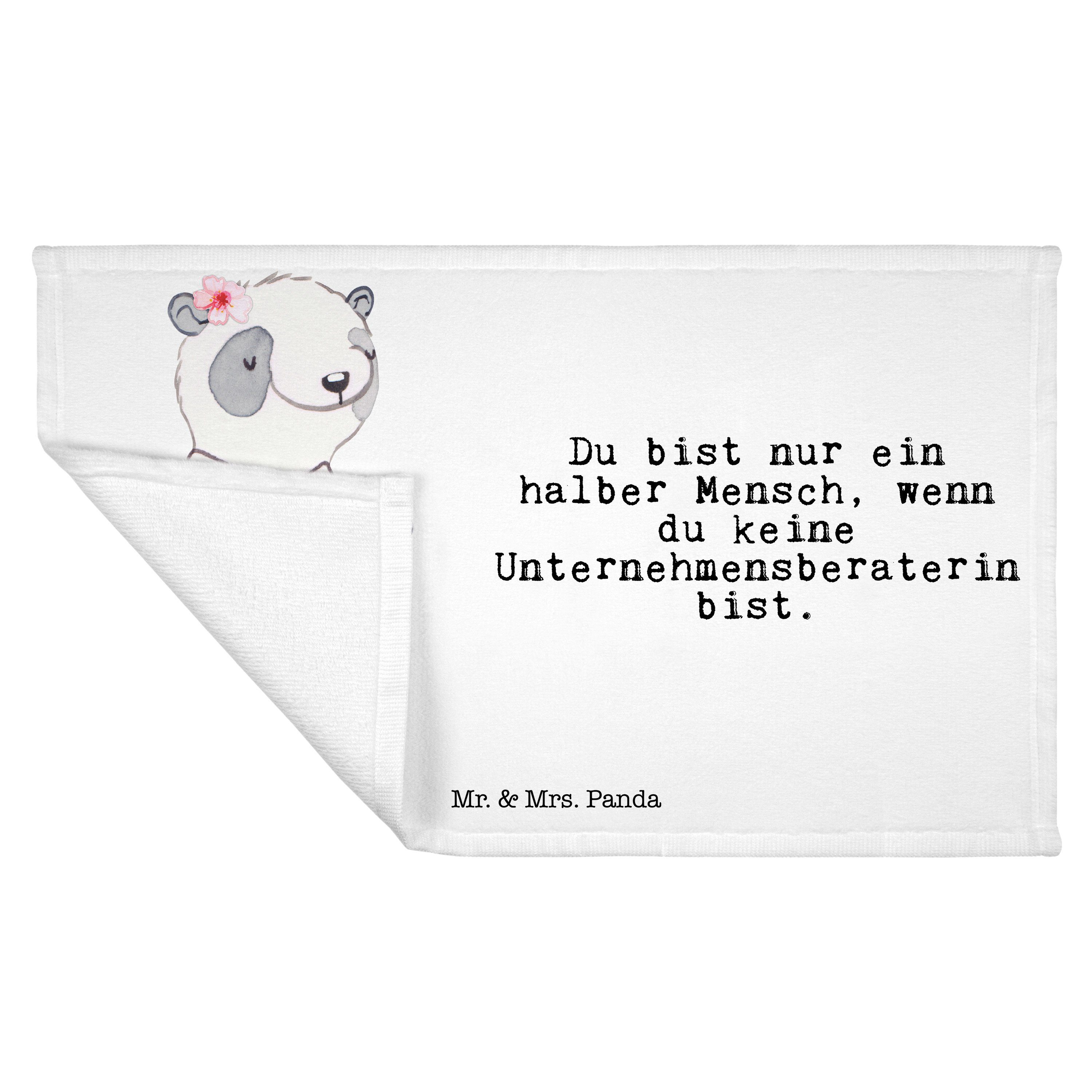 (1-St) Handtuch & Weiß mit - Mrs. Reisehandtuch, Mr. - Geschenk, Panda Arbe, Herz Unternehmensberaterin