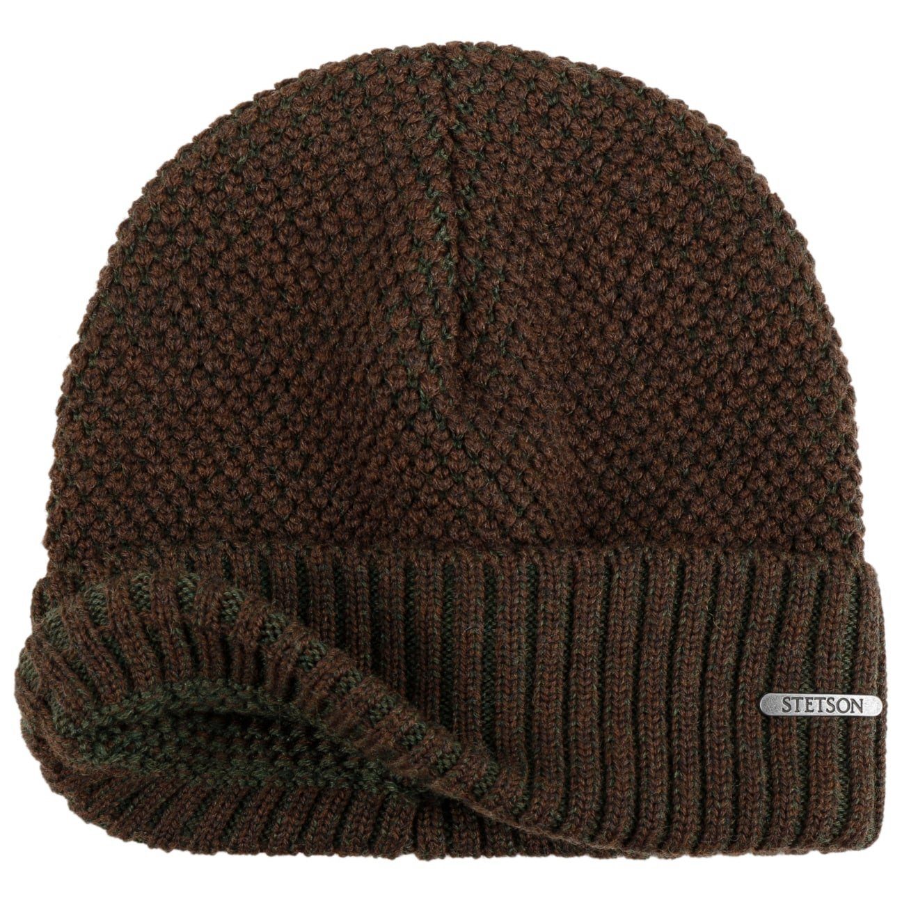 Beanie Made (1-St) in dunkelbraun mit Umschlag, Strickmütze Stetson Italy