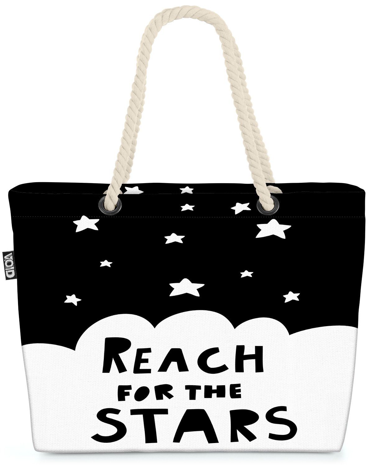 VOID Strandtasche (1-tlg), Greif nach den Sternen Cartoon Karte Tier Cartoon Grafik Schwarz Weis