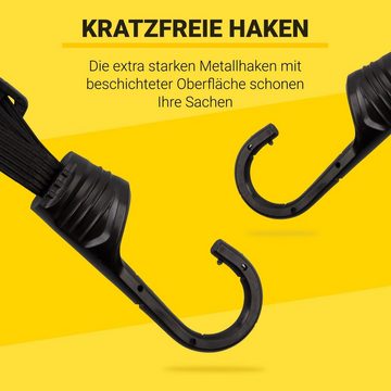 PRETEX Wandhaken 2er Pack Gummispanner mit Haken - Sicherung der Ladung - Schwarz, 2er Set Spanngummis mit Haken - Ladungssicherung - Schwarz