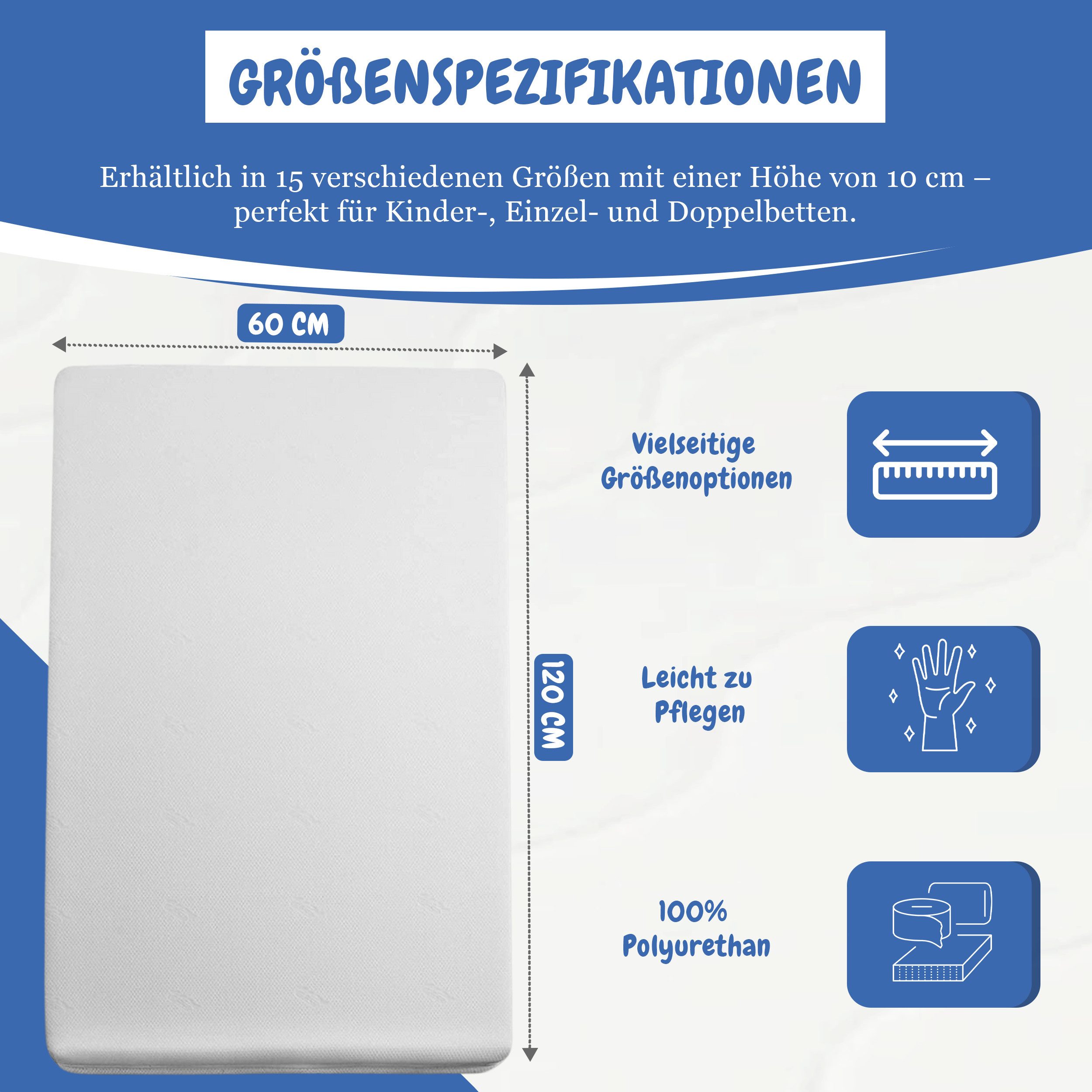 Kindermatratze Easy Active Kaltschaummatratze 90x200 cm mit Bezug, Best for Home, 10 cm hoch, (60x120 70x140 80x160 80x180 90x200 140x200 180x200 cm), Schaumstoffmatratze, Kindermatratze mit Reißverschluss