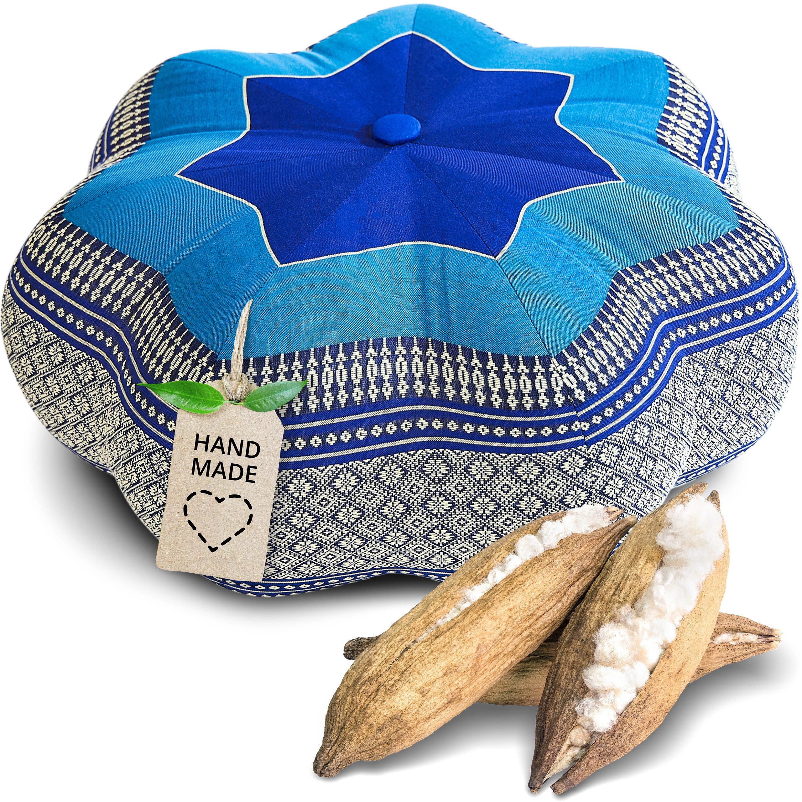livasia Meditationskissen Zafukissen Stern groß, vegan und handgefertigt, Ø 40x20cm, Kapok