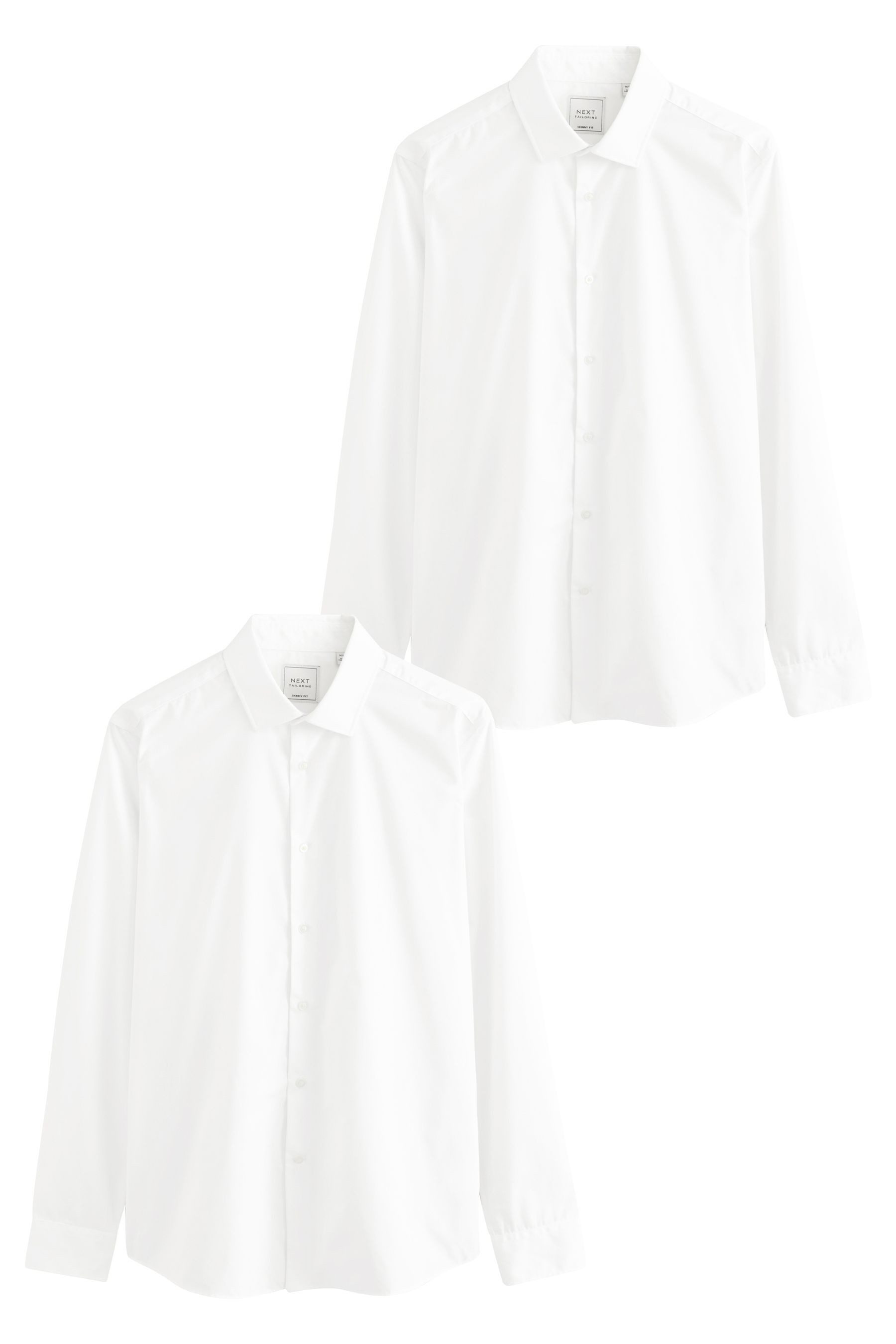 Langarmhemd 2er-Pack Pflegeleichte Skinny Fit Langarm-Hemden