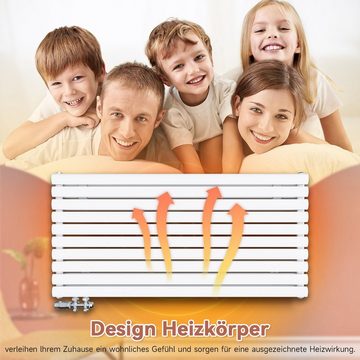 SONNI Designheizkörper Design Heizkorper Röhren Weiß Horizontal Doppellagig Bad 593x1200mm, 1332 Watt Röhrenheizkörper, Heizungsbereich 9~14 Quadratmeter