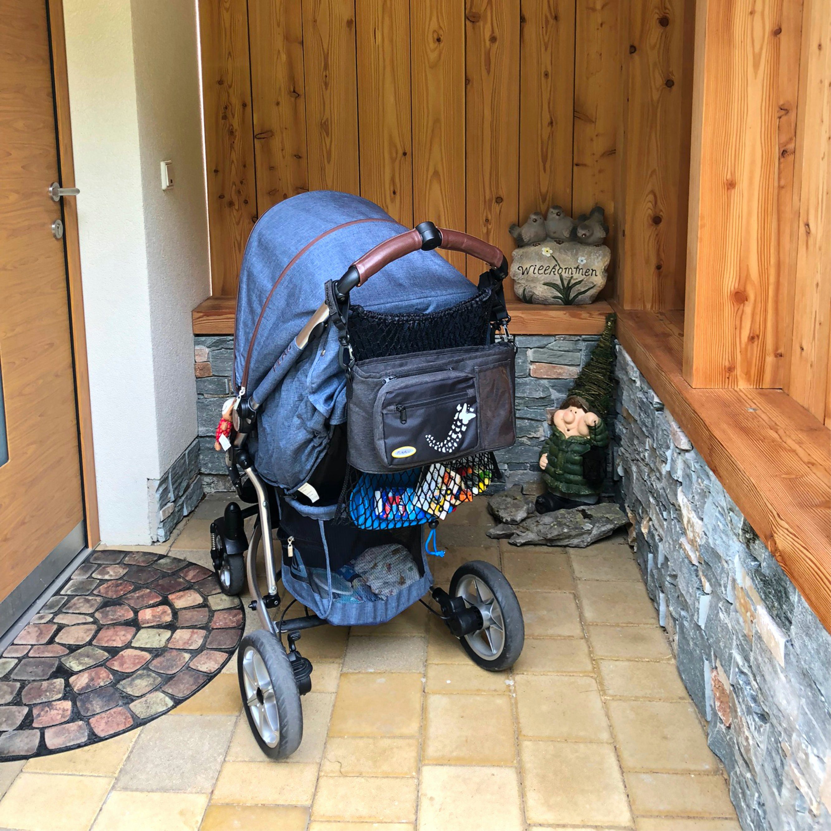 PUNALU Kinderwagen-Tasche Punalu großer Kinderwagen Organizer mit Schmetterlingsmuster
