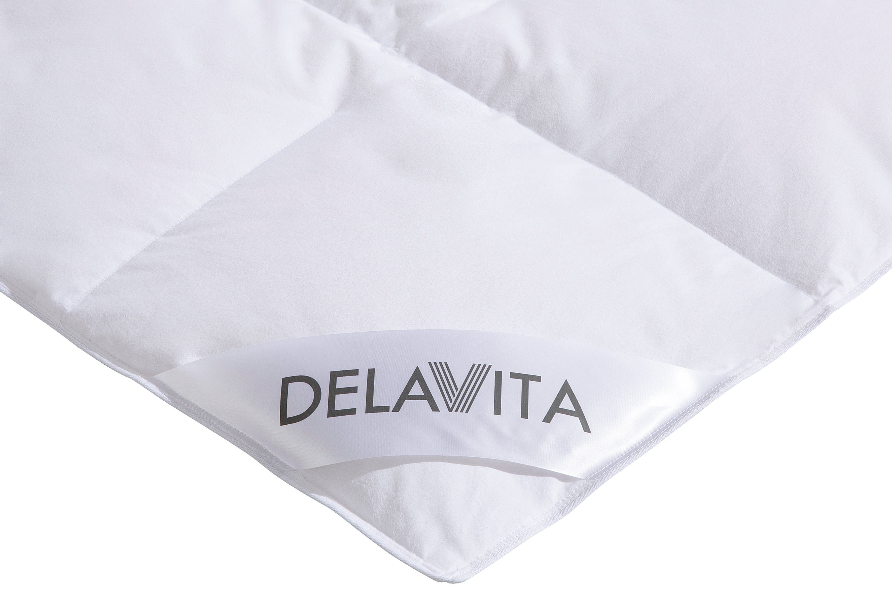 DELAVITA, Schlaf Bettdecke: 100% 100% Baumwolle, den Grit, Füllung: Daunenbettdecke für Bezug: + entwickelt! Gänsedaunen, erholsamen 3-Kammer-Kopfkissen,