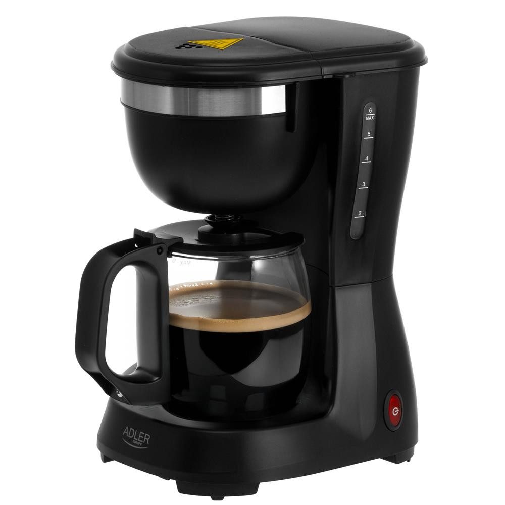 Adler Filterkaffeemaschine, Kaffeemaschine mit Glaskanne, 0,6 l, schwarz