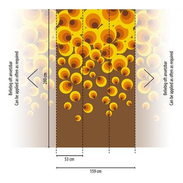 living walls Fototapete Retrotapete 70er, glatt, matt, (1 St), Fototapete Kreise