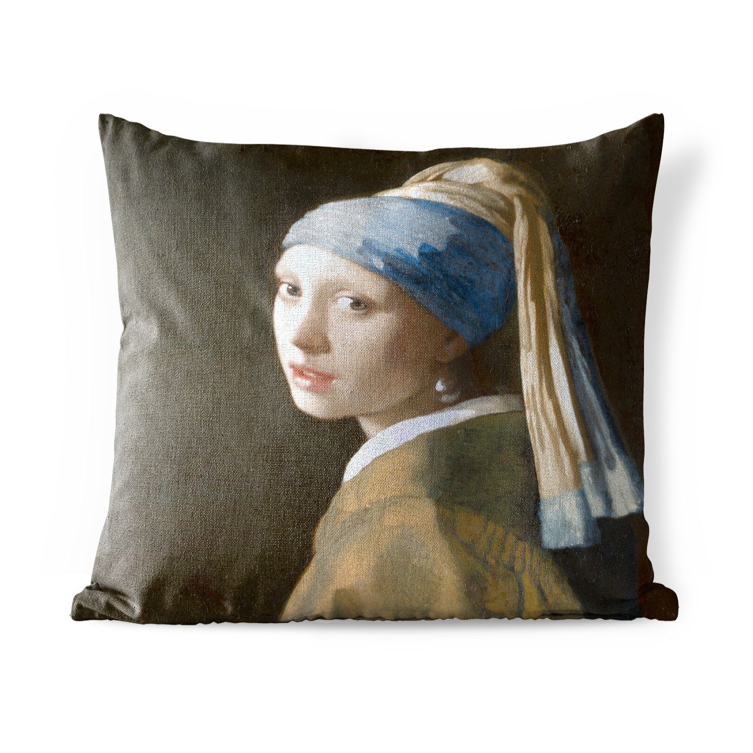 MuchoWow Dekokissen Das Mädchen mit dem Perlenohrring - Gemälde von Johannes Vermeer, Kissenbezüge, Kissenhülle, Dekokissen, Dekokissenbezug, Outdoor