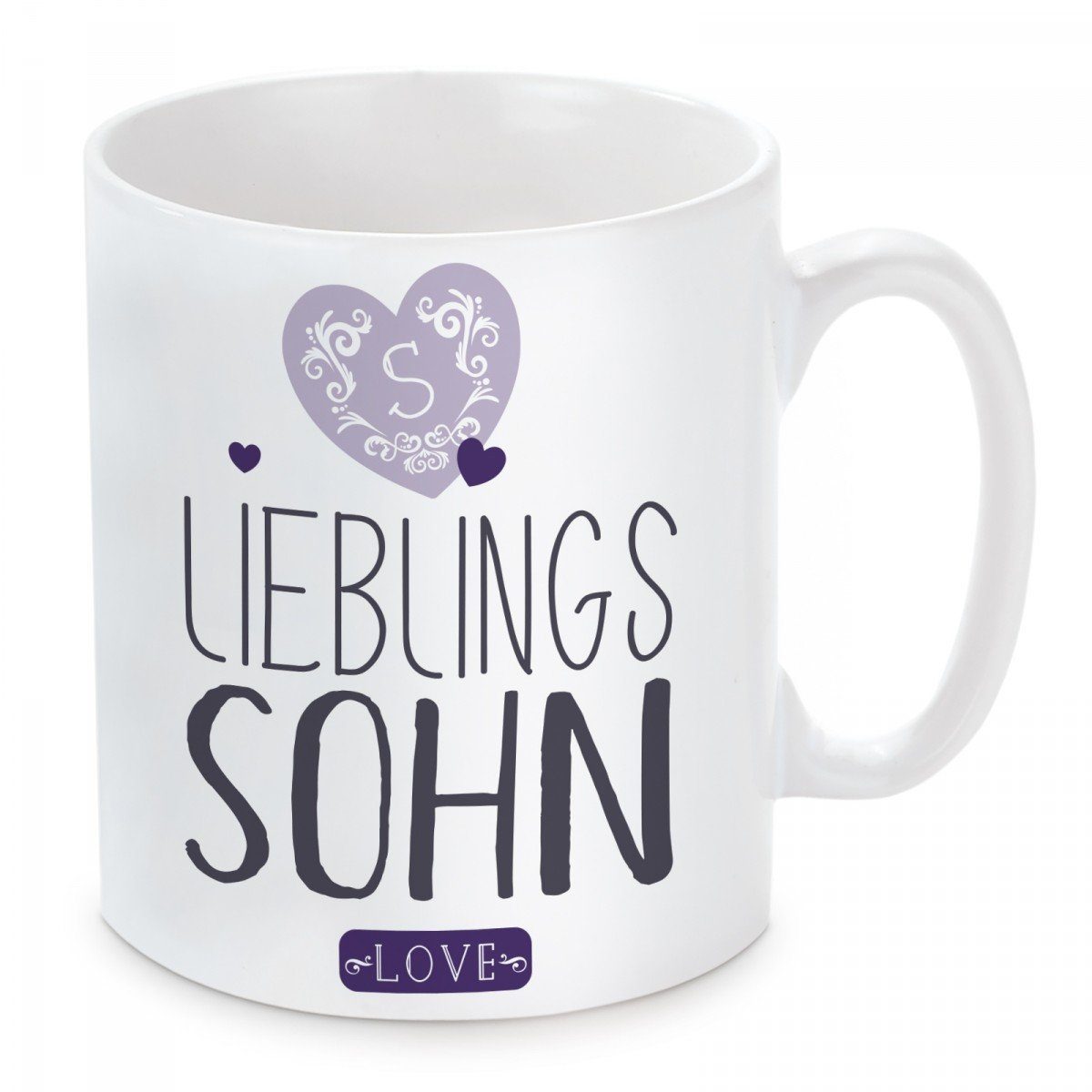 Herzbotschaft Tasse Kaffeebecher mit Motiv Lieblings Sohn, Keramik, Kaffeetasse spülmaschinenfest und mikrowellengeeignet | Teetassen