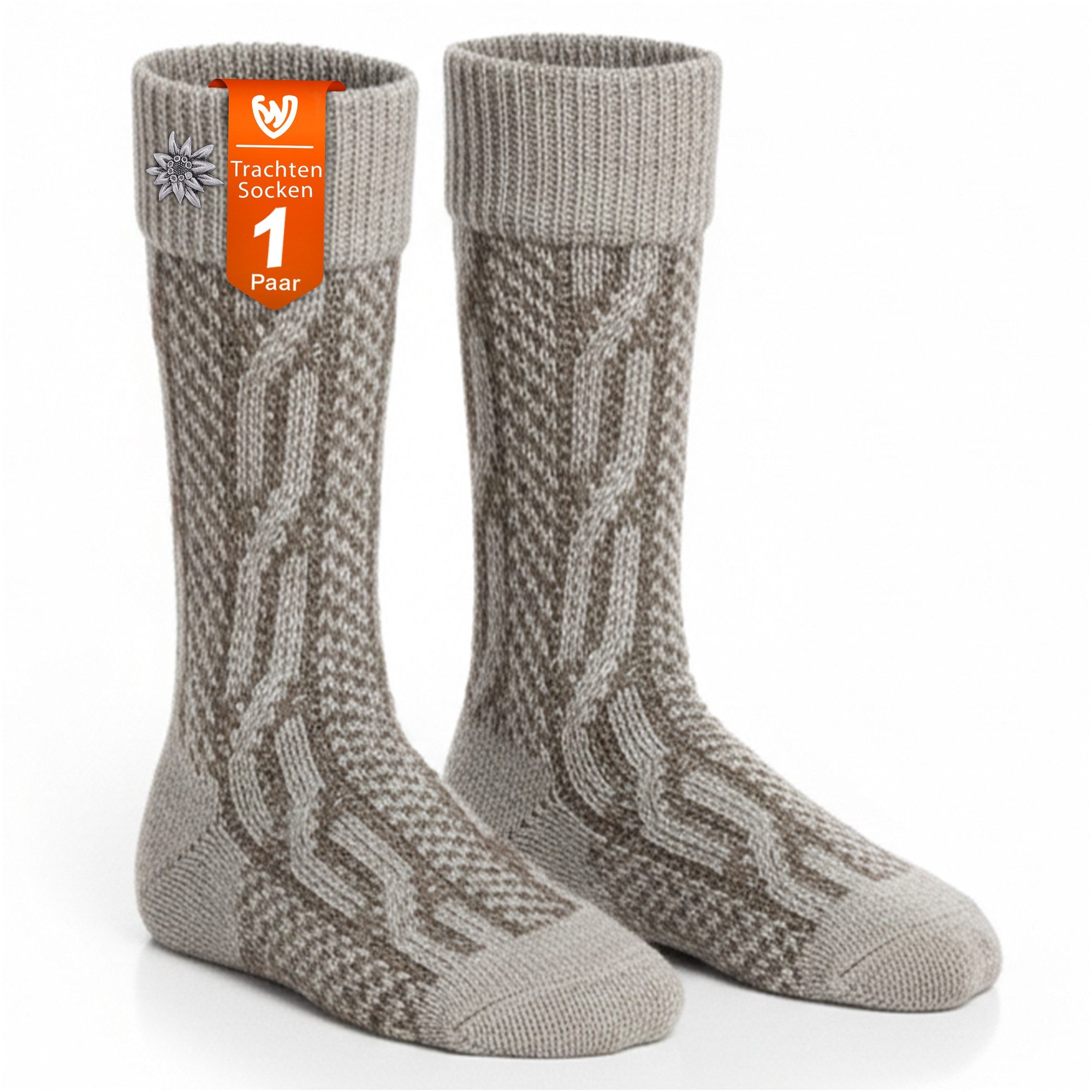 German Wear Trachtensocken Kids2-meliert-Edelweis Kinder Trachtensocken Kindersocken mit Edelweiss meliert