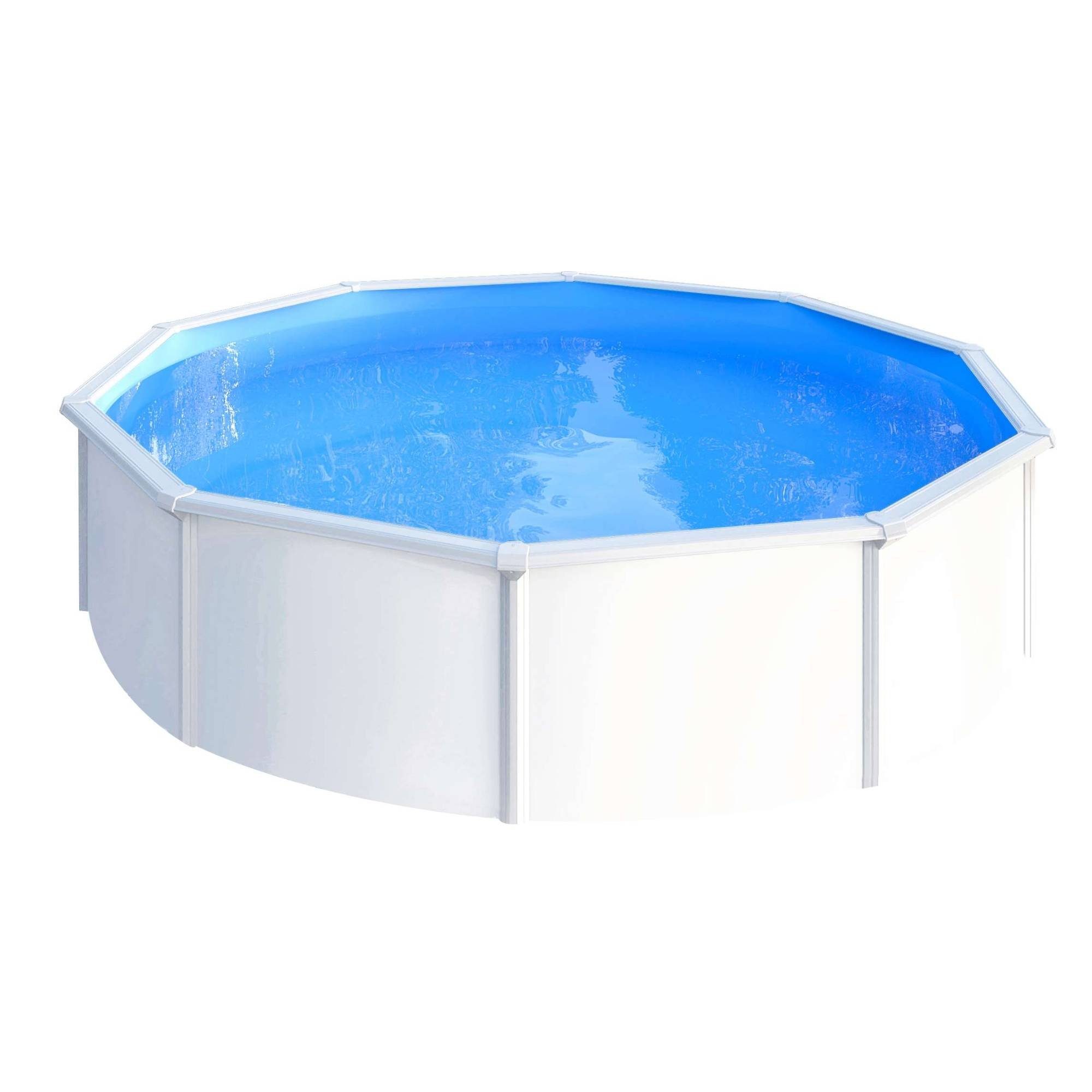 Rundpool Stahlwandpool rund 460x120 cm, Stahl 0,4 mm weiß