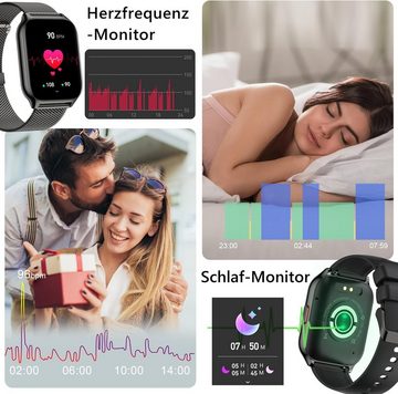 ZOSKVEE Smartwatch (2 Zoll, Android iOS), Fitnesstracker Farbdisplay mit Telefonfunktion Schlafmonitor Sportuhr