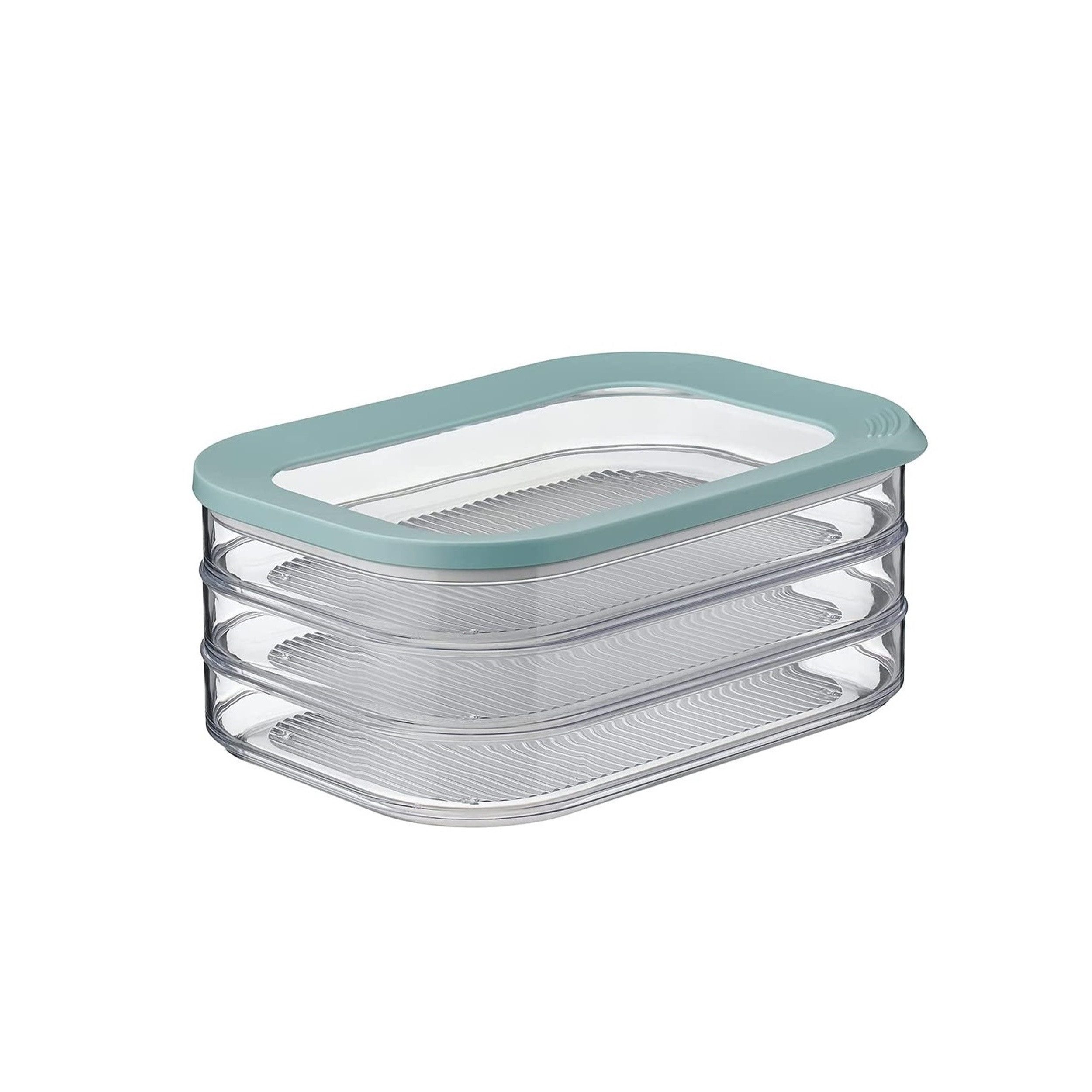 Mepal Vorratsdose Modula 3-lagig, 3 separate Behälter, 3 x 550 ml, Nordic Green, Styrol-Acrylnitril (SAN), Polyethylen (PE), Aufschnittbox für Kühlschrank - zur Aufbewahrung von Wurst & Fleisch
