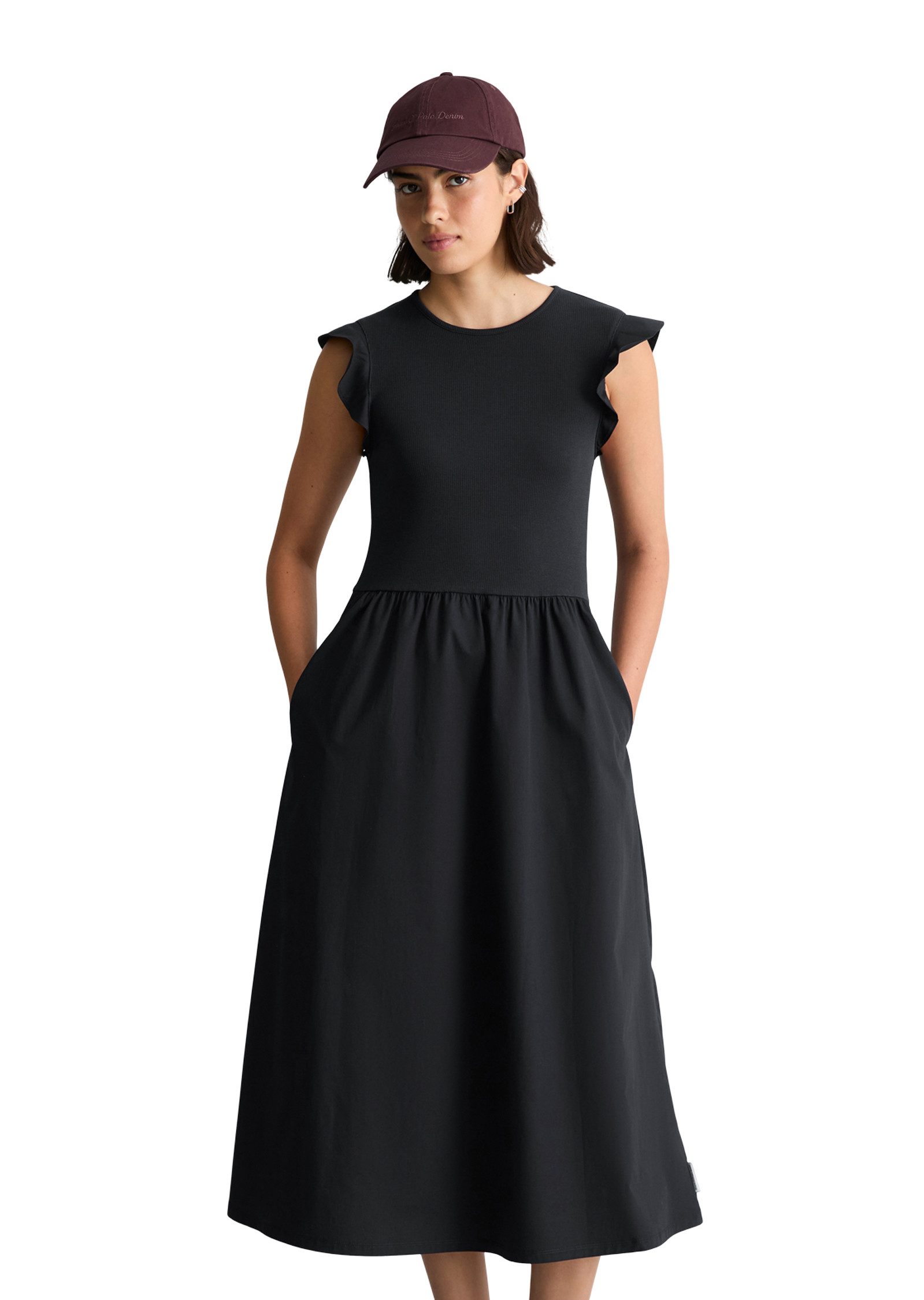 Marc O'Polo DENIM Jerseykleid flared mit Baumwoll-Popelinerock