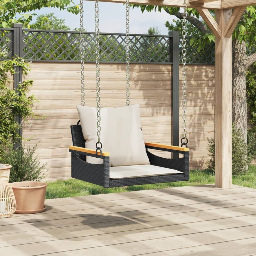 vidaXL Gartenbank Hängesessel mit Kissen Schwarz günstig online kaufen