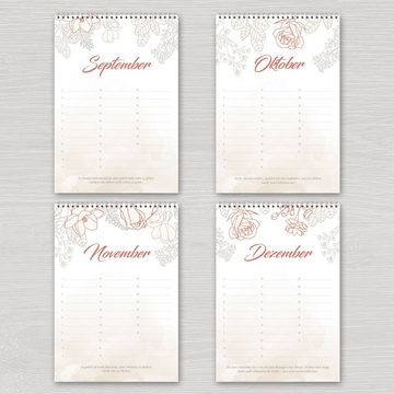 Kreative Feder ewige Kalender Ewiger Kalender DIN A4 jahresunabhängig, immerwährend, ideal für Geburtstage, Hochzeit, Weihnachten