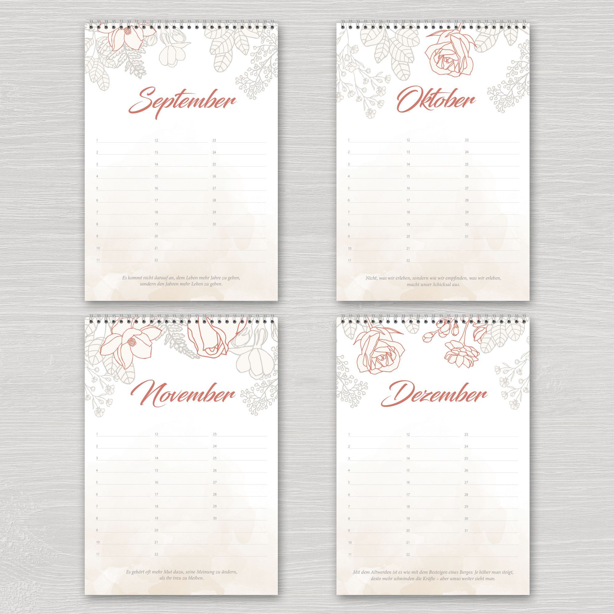 Kreative Feder ewige Kalender Ewiger Kalender DIN A4 jahresunabhängig 
