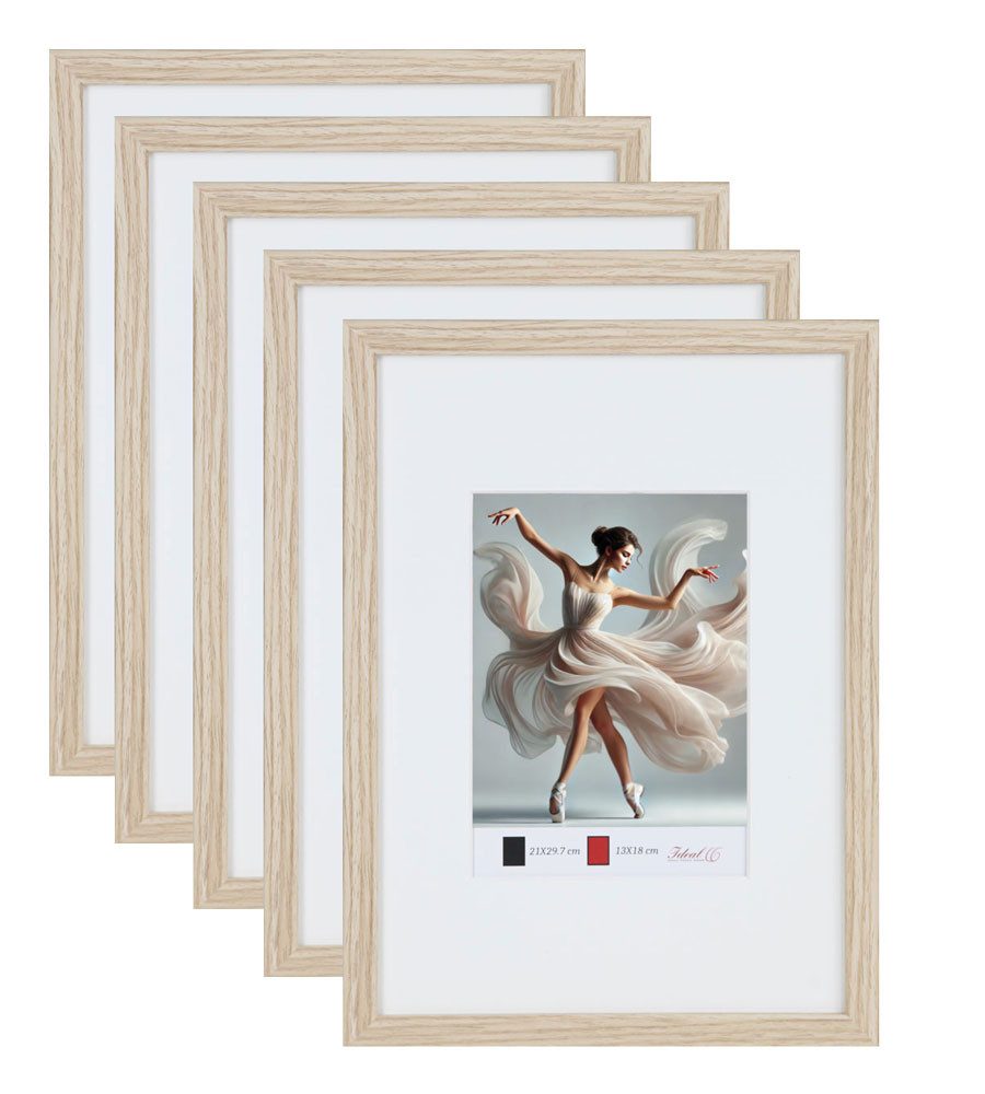 Bilderrahmen Set 	Holzbilderrahmen mit Passepartout Elegantes Design Foto Rahmen C