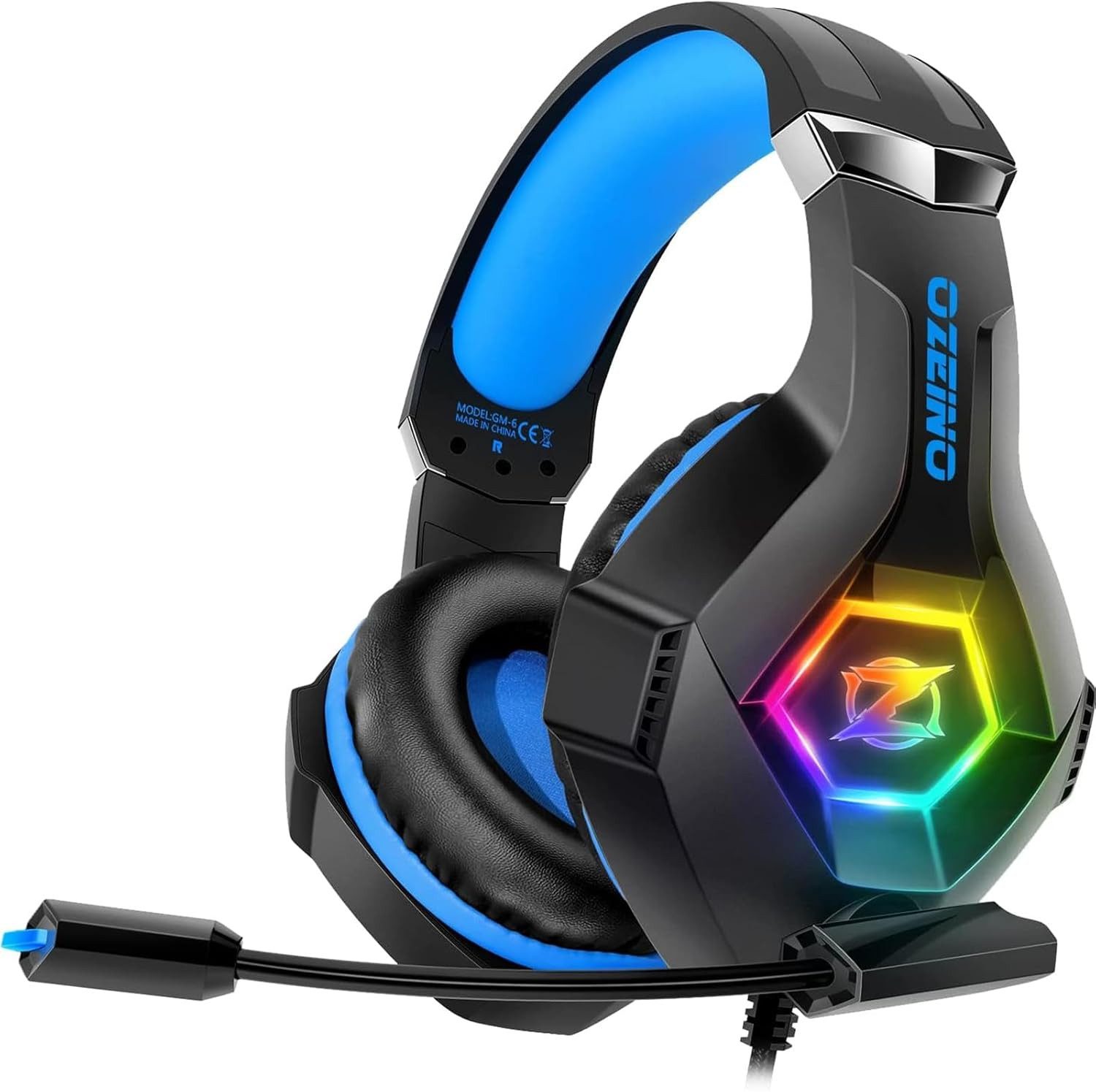 ozeino 3D Surround Sound Kopfhörer mit Mikrofon für Konsolen Gaming-Headset (Erlebe kristallklaren 3D Surround Sound für präzise Audioerlebnisse bei jedem Spiel auf PS5 und PC., Noise Cancelling Headset mit RGB Licht für PC und Laptop)