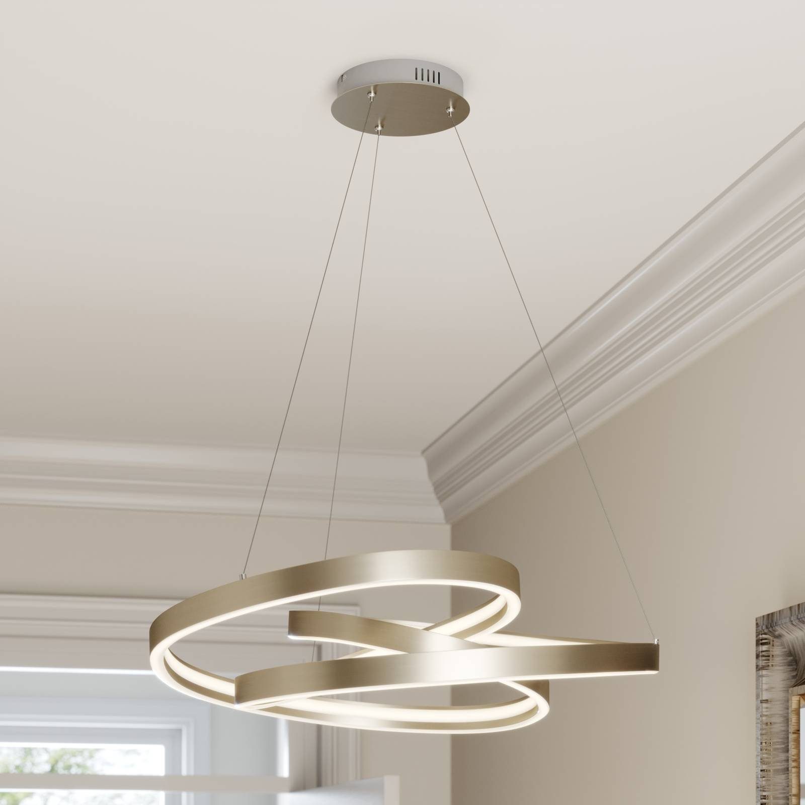 Lucande LED-Hängeleuchte Gunbritt, dimmbar, LED-Lampen, warmweiß, Modern, Eisen, Aluminium, Silikon, silbergrau, weiß, inkl.