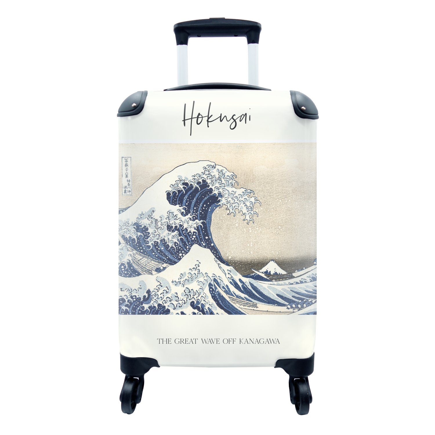 Japanische von Kanagawa, Trolley, Rollen, rollen, Handgepäck große mit Reisekoffer Hokusai Handgepäckkoffer Welle MuchoWow Kunst für - - Ferien, 4 Die Reisetasche