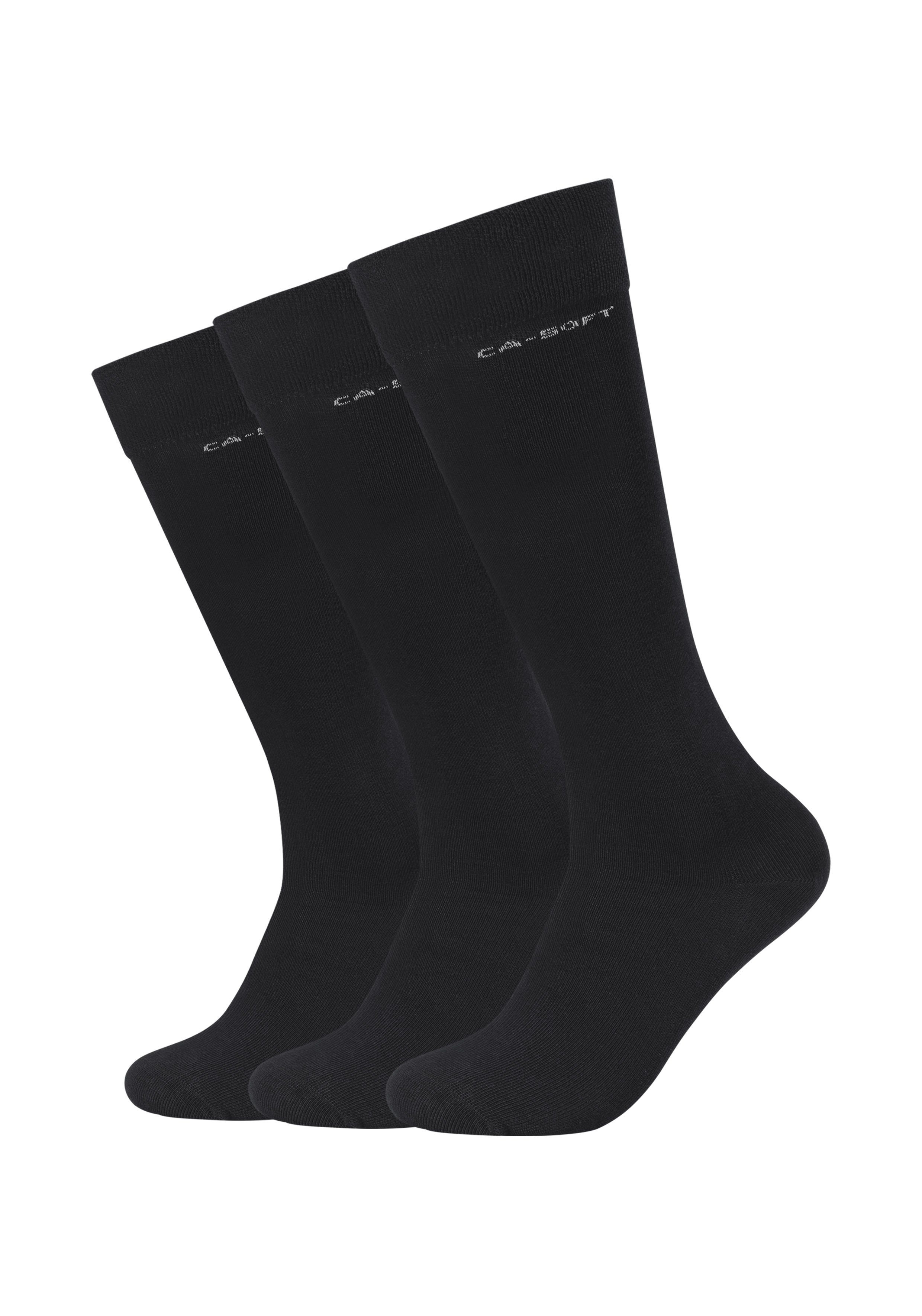 Camano Socken ca-soft (3-Paar) im 3er Pack Band ohne Gummidruck schwarz | Kniestrümpfe